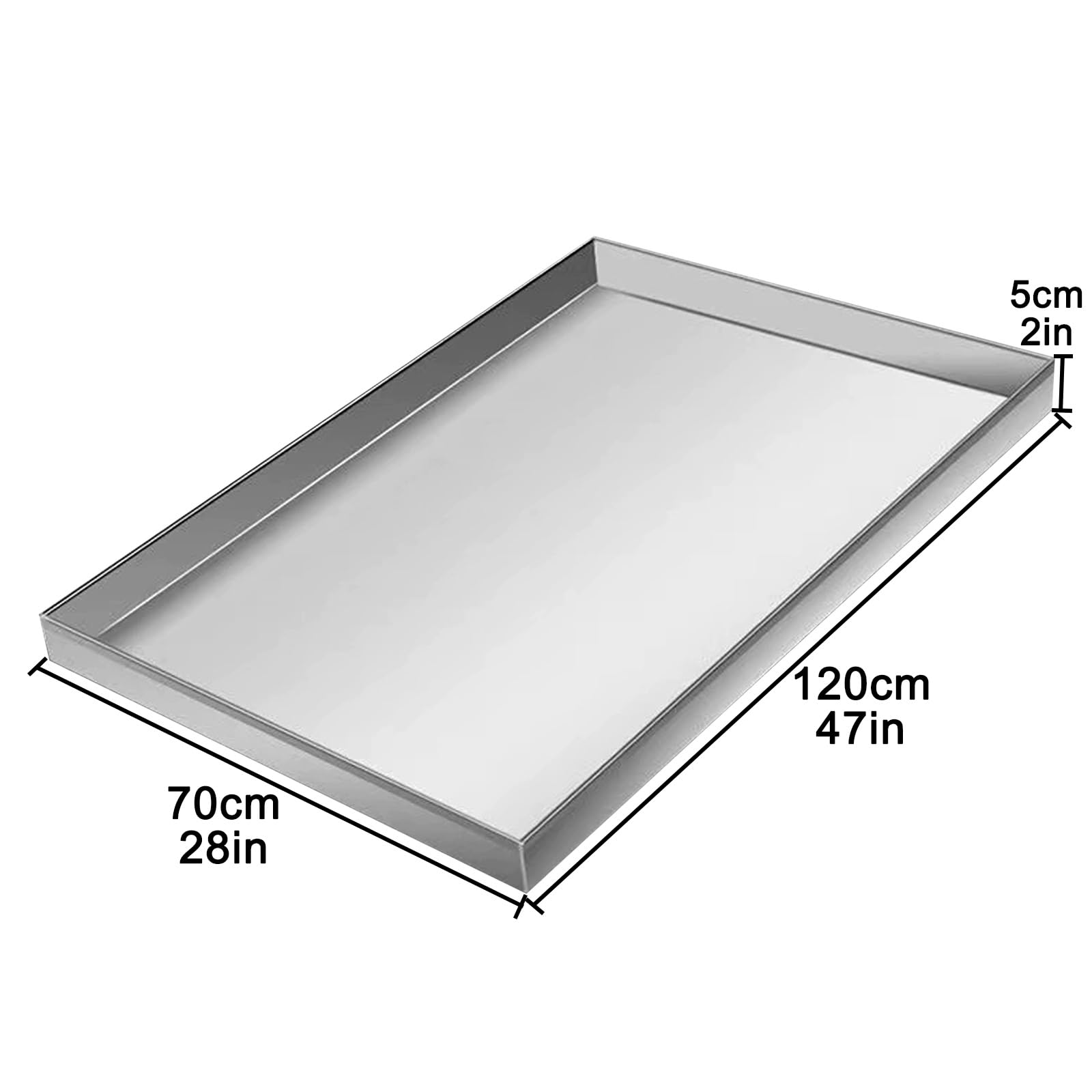 Bac de Vidange Bac Condensat Clim en Métal Portable et Universel pour Unités Intérieures et Extérieures Lave-Linge et Réfrigérateur(120x70cm/47x28in)