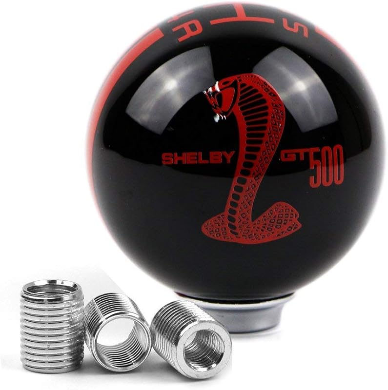 Manopla de Câmbio Dreamseek para Ford Mustang, Manual, 5 Marchas, Logotipo Cobra, Preta e Vermelha