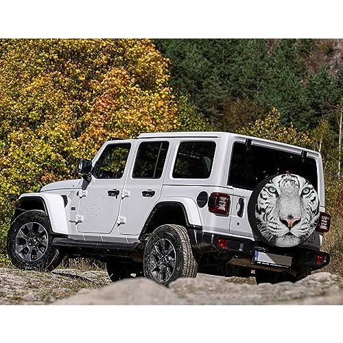 Image of White Tiger Spare Tire Cover Animal Portrait Beautiful Feline Head Closeup Weatherproof Universal Wheel Protectors Camper Tire Covers for Trailer Rv Travel(17 inch)