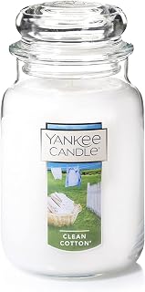 Clean Cotton Scented, Classic 22oz Large Jar Single Wick Candle, Over 110 Hours of Burn Time