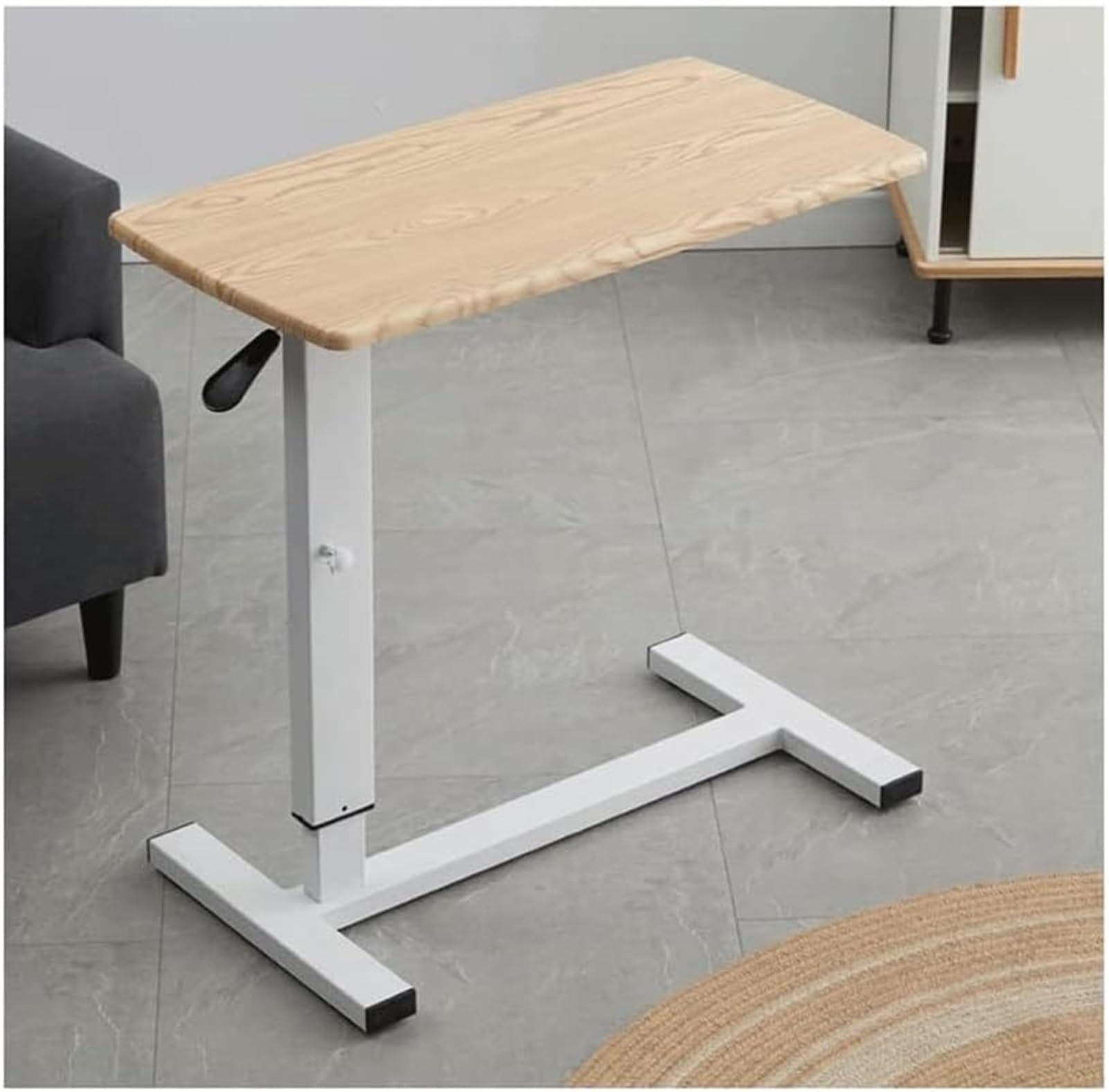 SDdPulse Luxury Overbed Table Overbed Bedside Table Adjustable Height Overbed Table Laptop Standing Desk Mobile Overbed Desk for Home and Office Use Portable