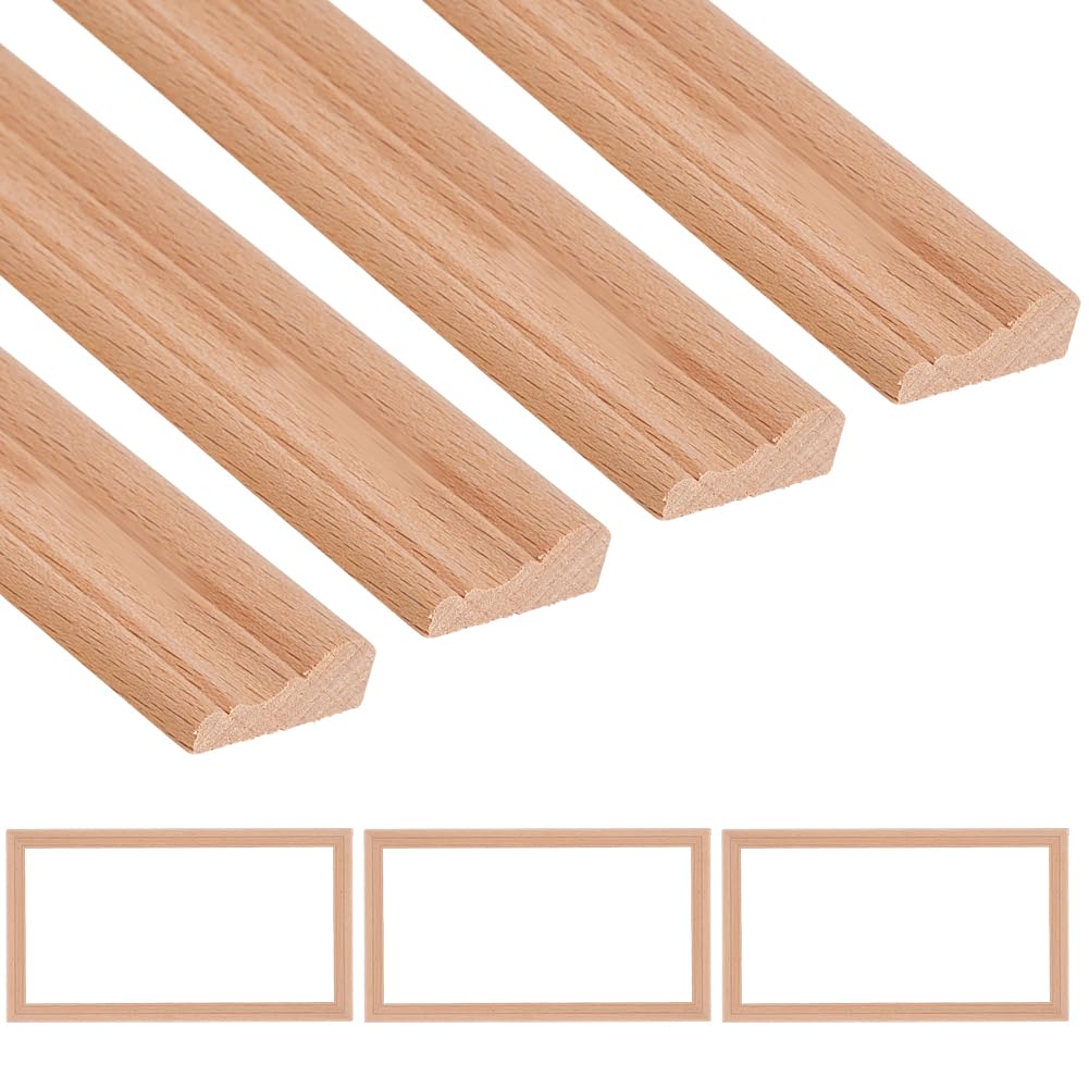 AHANDMAKER 12 piezas molduras de madera para pared, moldura decorativa de madera 3D de 15,75 pulgadas, moldura de ribete de madera para sala de estar, dormitorio, pared, mesa, armario, decoración del