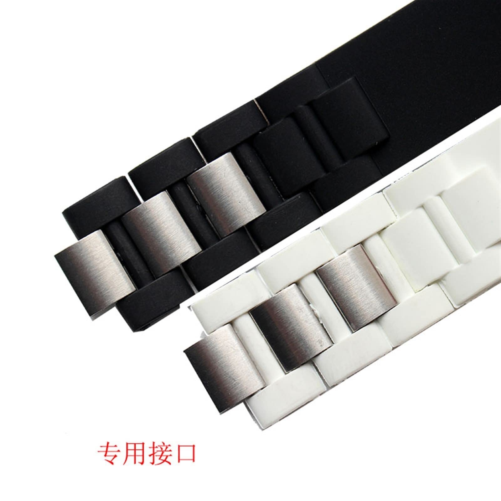 Per Cartier Sports cinturino impermeabile in gomma silicone cinturino con catena convessa 20 * 10 mm in bianco e nero
