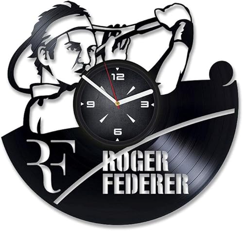 Roger Federer - Reloj de pared con disco de vinilo de tenis. Decoración para dormitorio, sala de estar, habitación de los niños. Regalo para él o disponible en Yaxa Venezuela