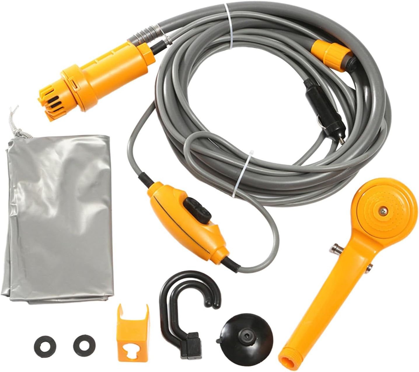 Portable Shower for Camping | 12V Electric Outdoor Camp Shower Pump | Electric Camp Powered by Car Cigarettes, Camping Accessories