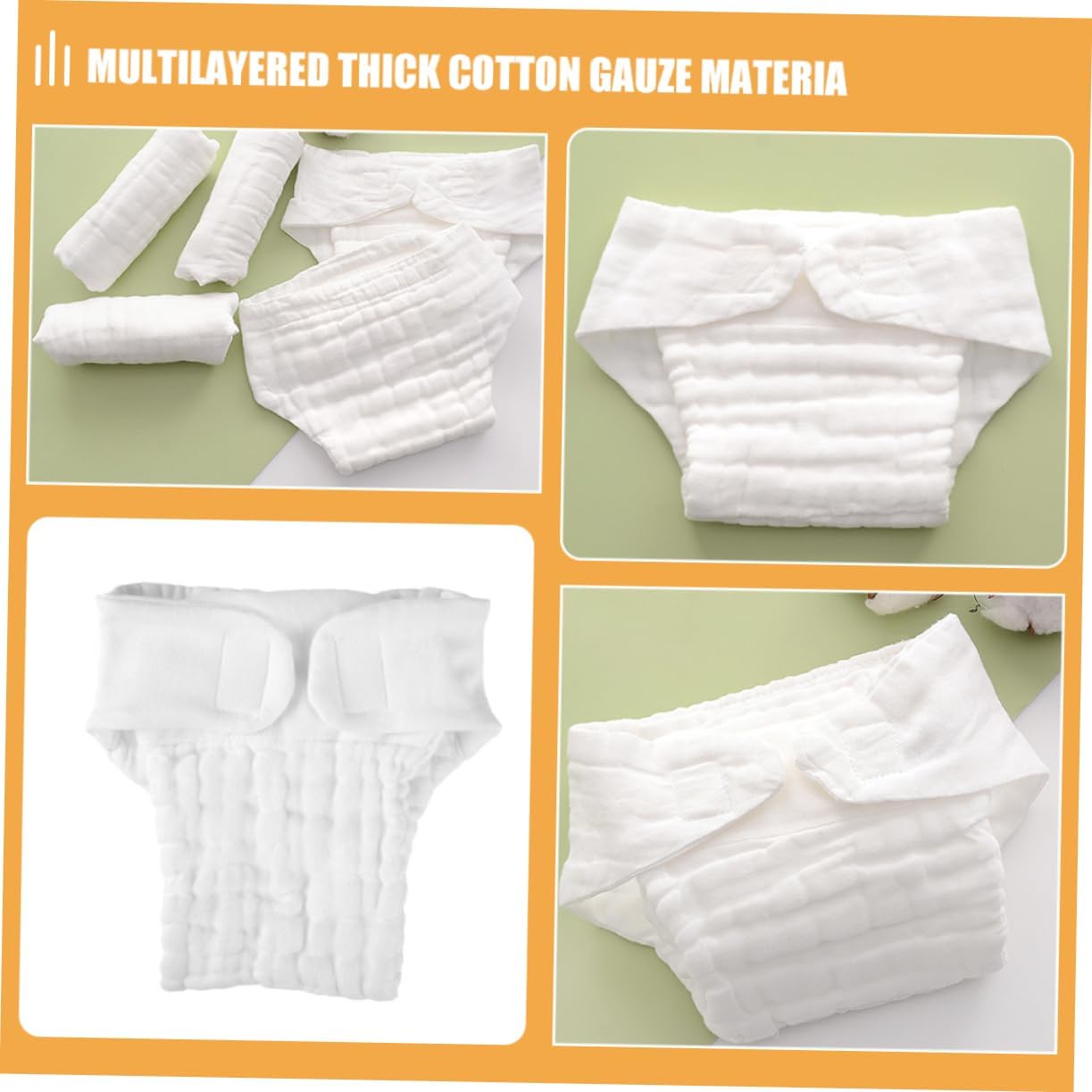 5pcs Cloth Diaper Inserts Soft Absorbent Cotton Nappy Pads Washable and Reusable for Months for Everyday Use and Sleep