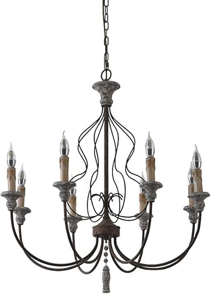 NSXBY Creatieve Houten Decoratie Oude Kroonluchter, E14 Nordic Massief Hout Vintage Kroonluchter, Voor Woonkamer Slaapkamer Eetkamer Lamp, Amerikaanse Vintage Iron Art Lampen-Vintage om oude kleuren te maken 81 * 85cm