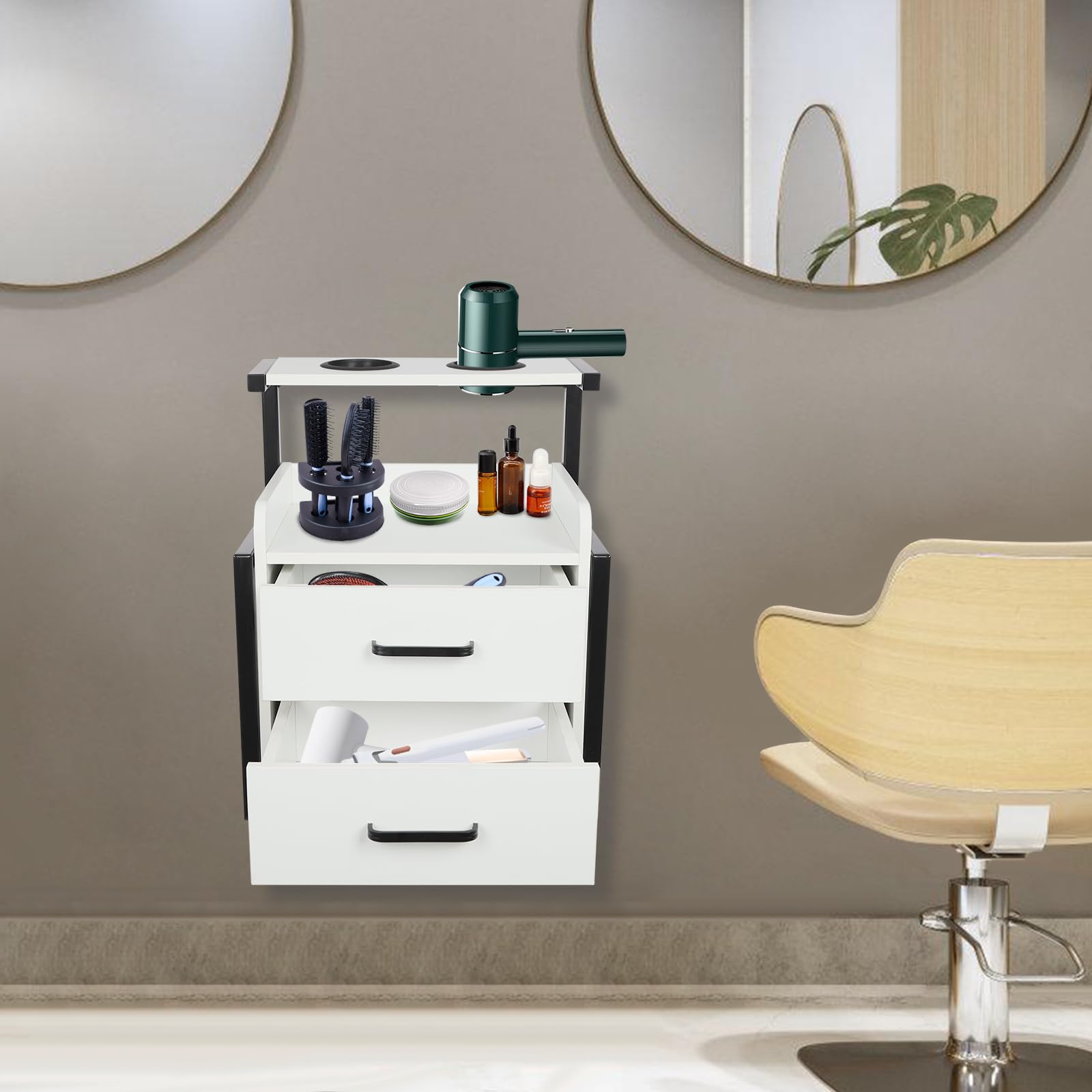 Montato a Parete per Salone | Tavolo Operativo | Armadio da Salone | Tavolo da Parrucchiere per Salone, Armadio per Utensili da Parrucchiere per Spa, Saloni di Bellezza, Spogliatoi, Bagni