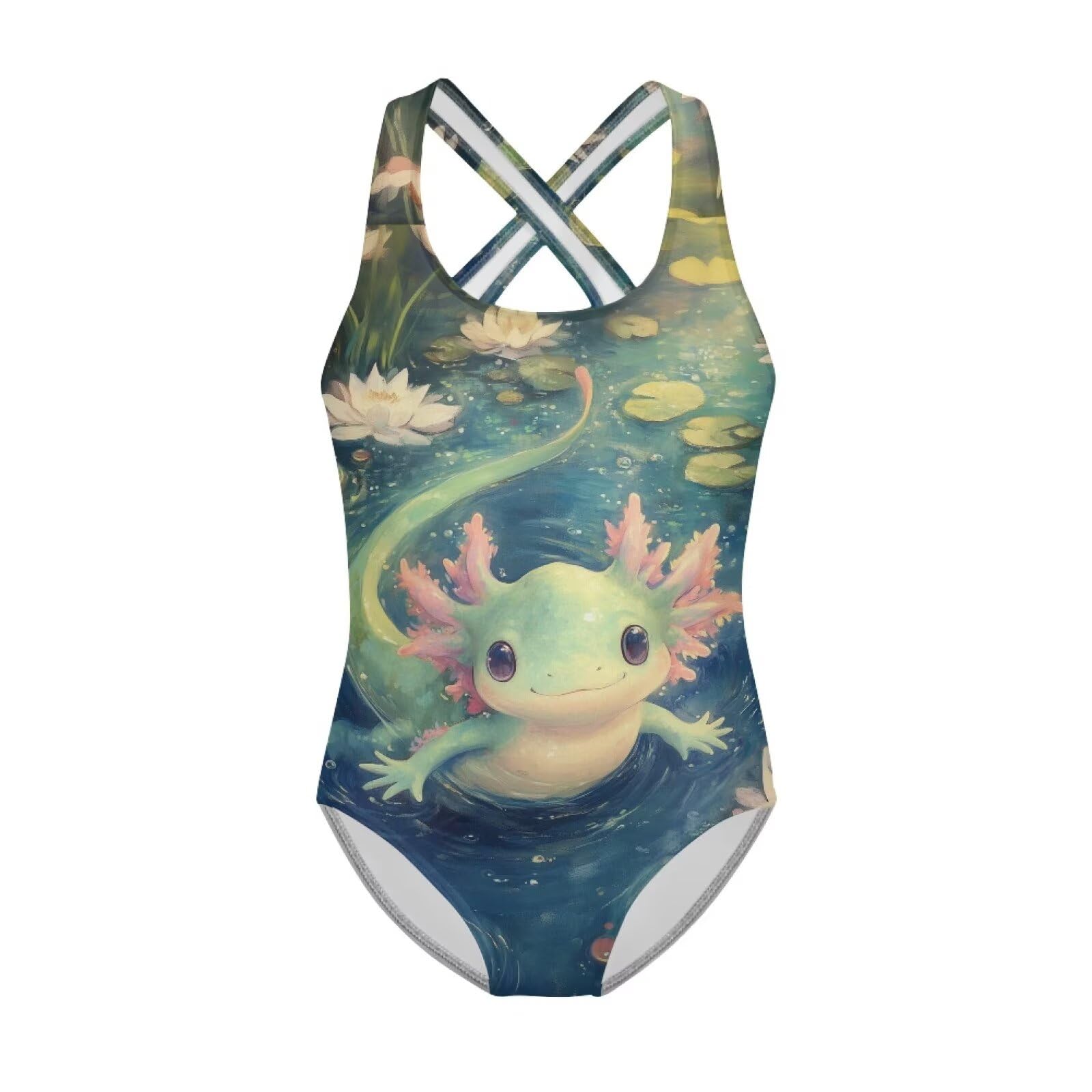 Girls Swimsuit Criss Cross Back 1-Piece Summer Beach Swiwmear