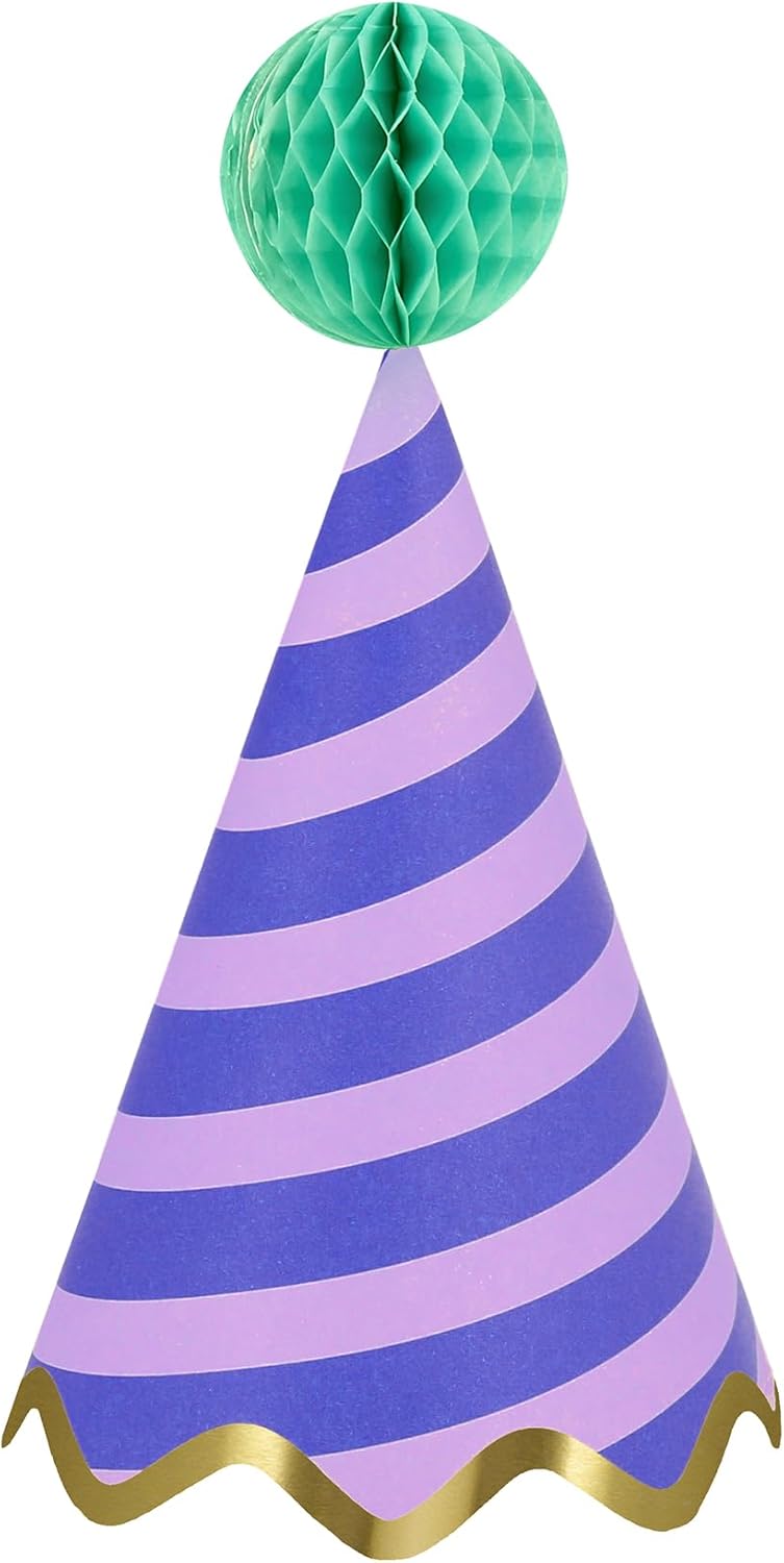 Meri Meri Birthday Party Hats, Pack of 8 Bright and Colorful Cone Birthday Hats for Kids & Adults, Cone Party Hats