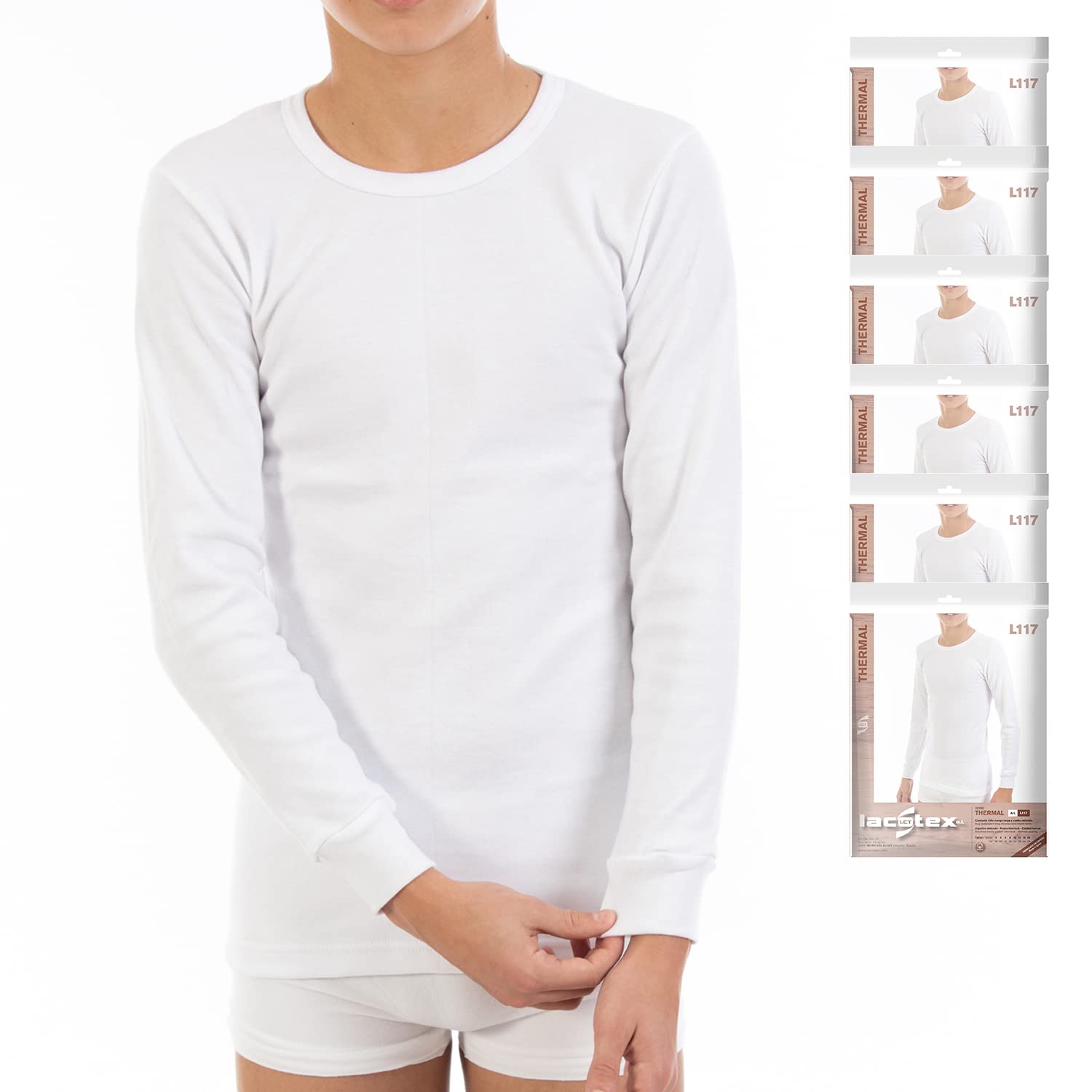 Pack Ahorro 6 Unidades Camiseta Interior Termal Niño Manga Larga Cuello Redondo L117
