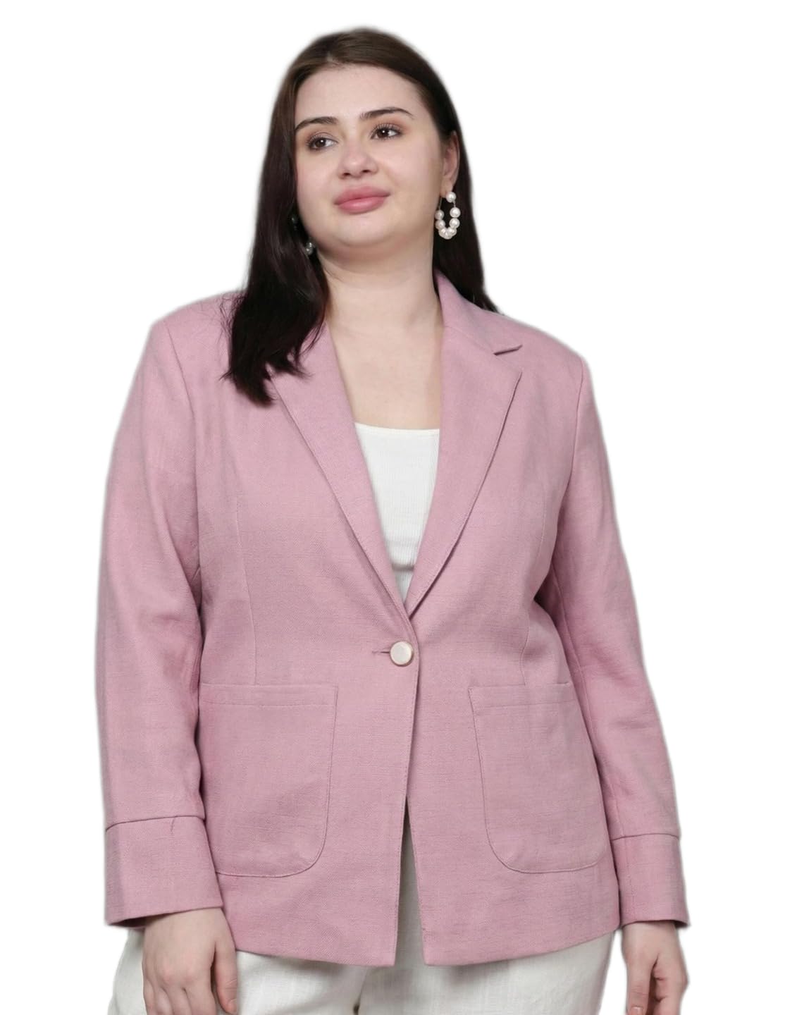 maykr | Plus Size Women Lavender Blazer | Formal Office Wear Blazer for Curvy Women|Ladies Formal Blazer | Premium Lavender Work Wear Jacket-picture-12