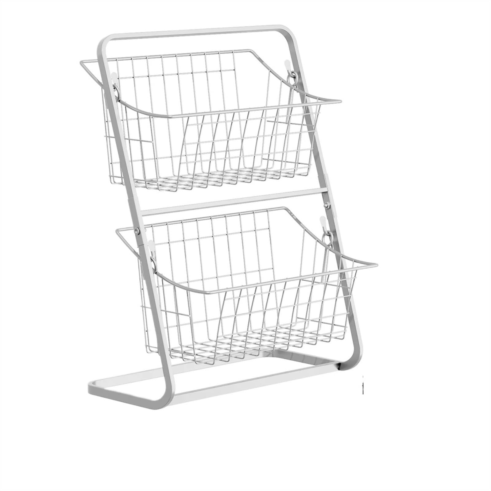Zhaoj24-05 Fruit Racks Fruit Basket Bowl for Kitchen Counter - 2 Tier Large Metal Wire Storage Organizer Stand Removable Rack, Spices and Snack Racks(White)