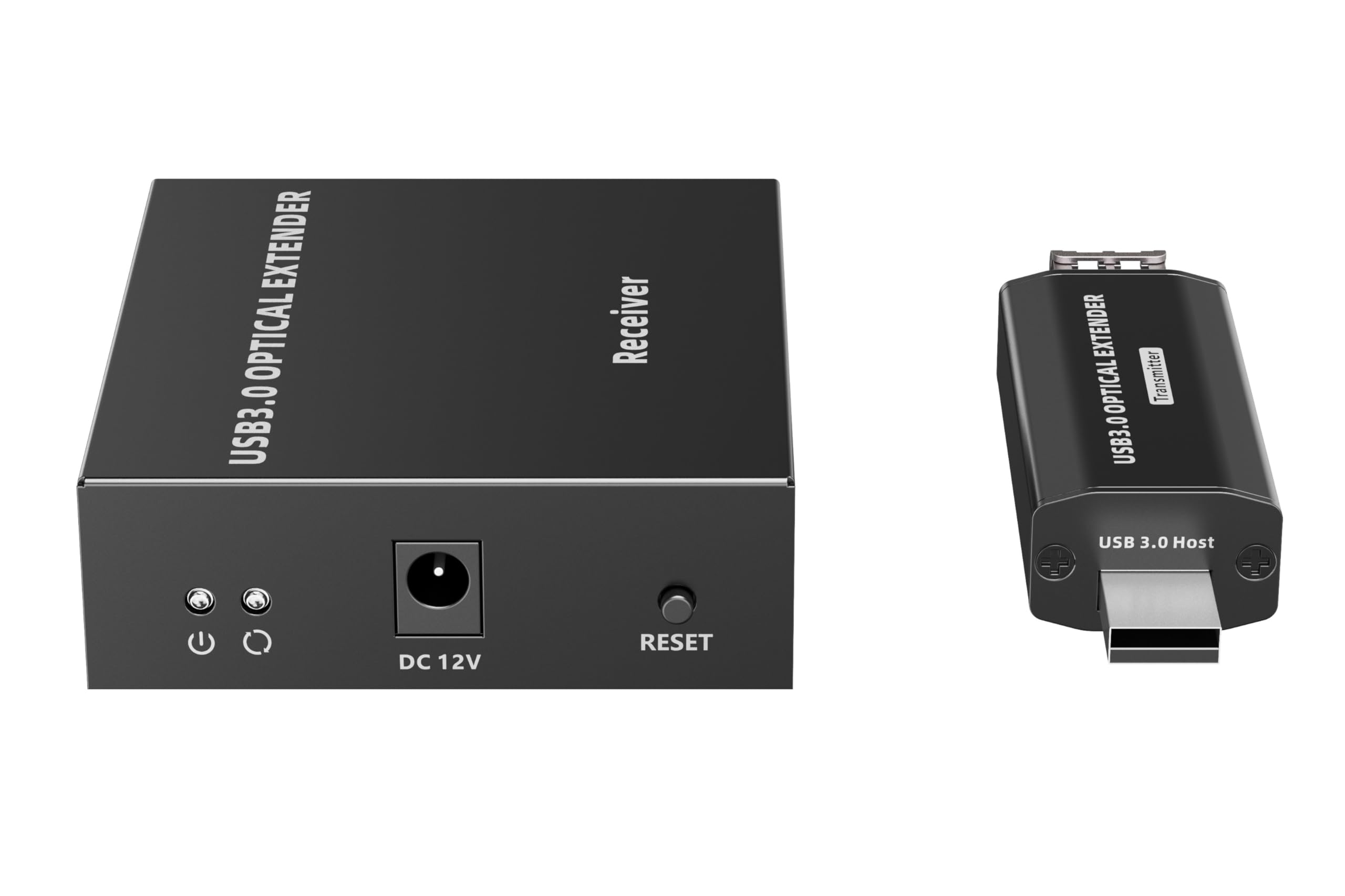 PremiumCord Extender Ottico USB a 4 Porte fino a 300 m, USB 3.2 SuperSpeed ​​5 Gbit/s, Extender in Fibra Multimodale, Alloggiamento In Metallo, Nero