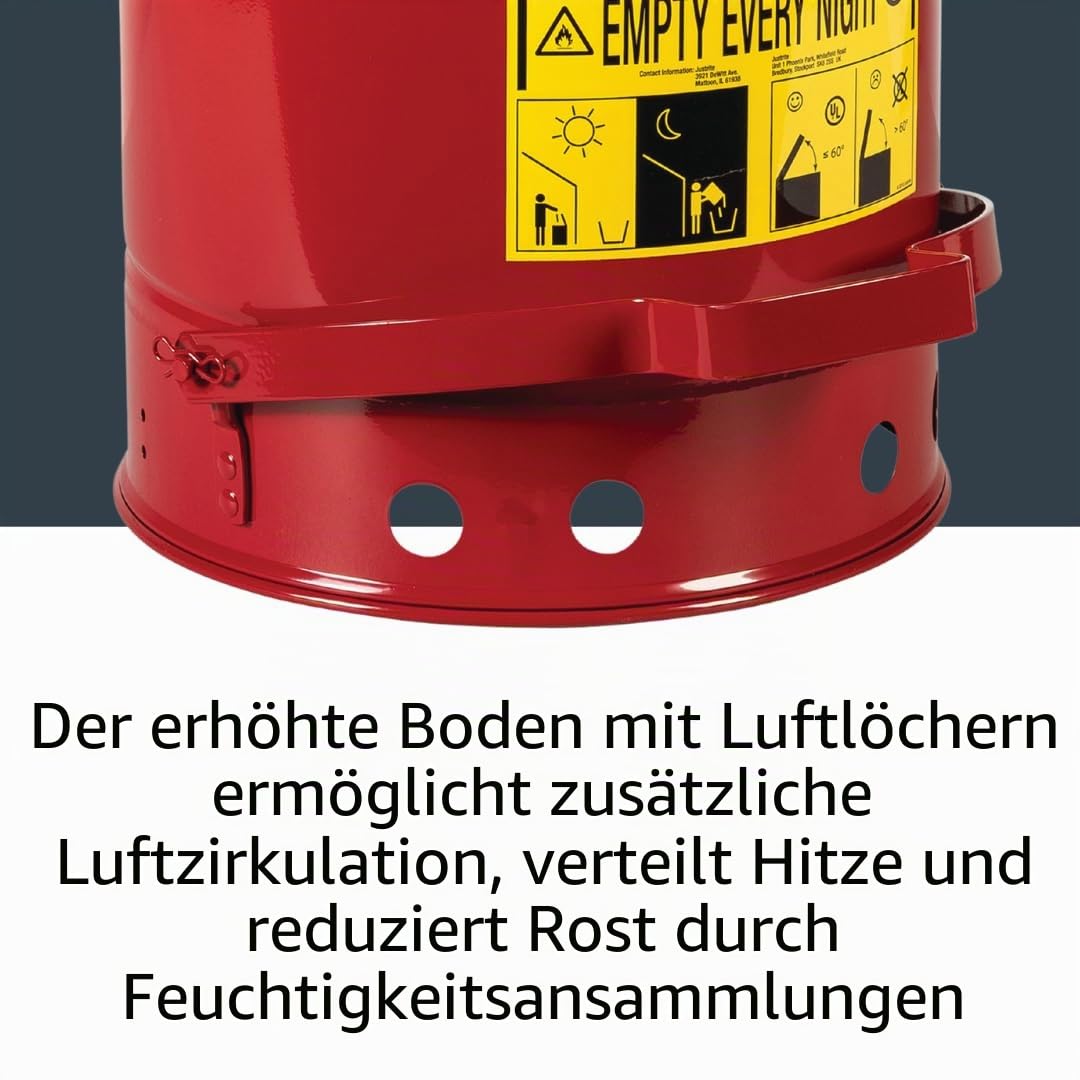 Justrite 900 Öl-Entsorgungsbehälter 30.2cm x 40.3cm Rot