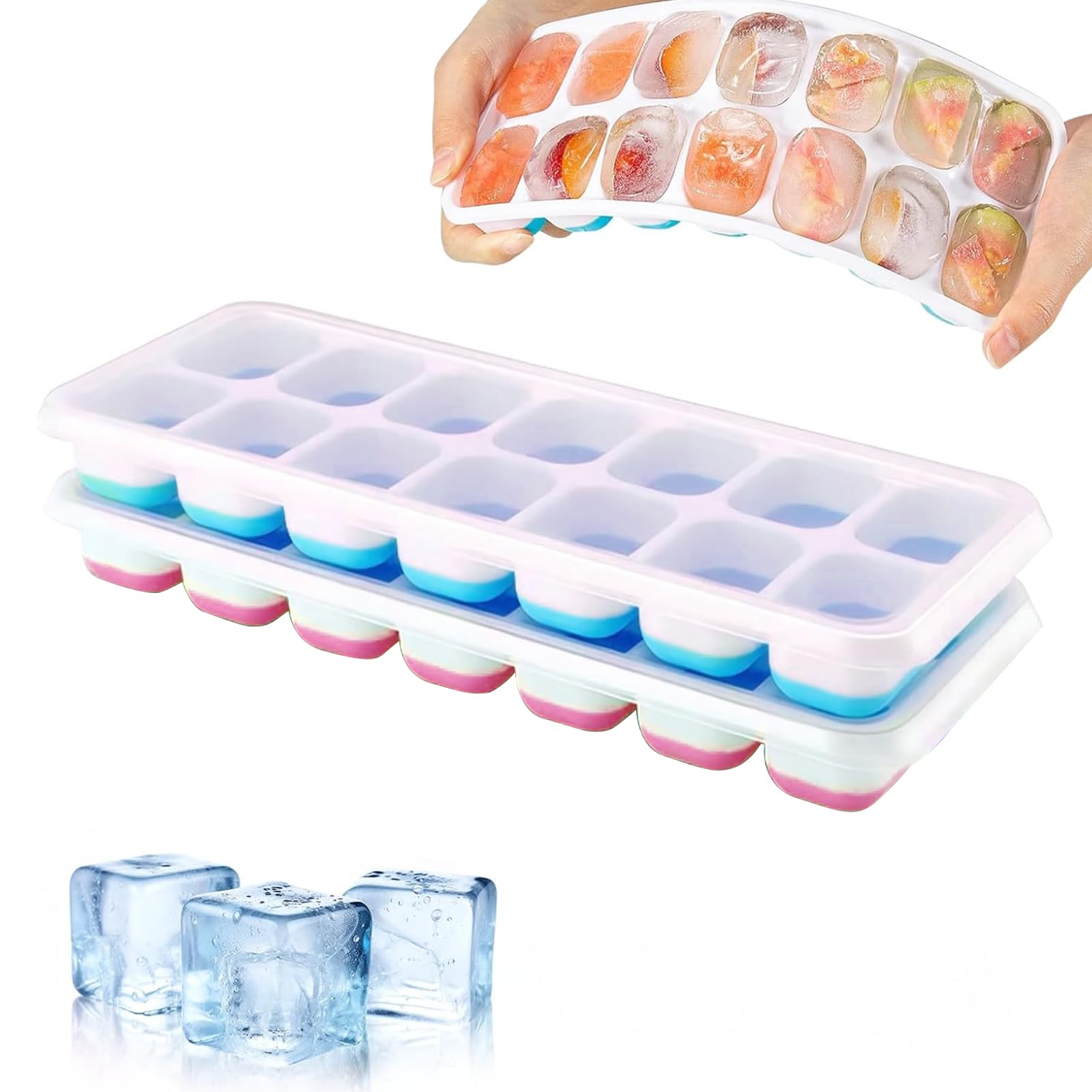 lot 2 bacs à glaçons silicone avec