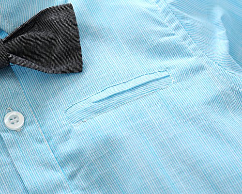 Baby Boy Shirt And Tie Sets Long Sleeve Woven Top+ Bowknot+ Shorts With Suspender Straps Outfits Sky-Blue #TOP3