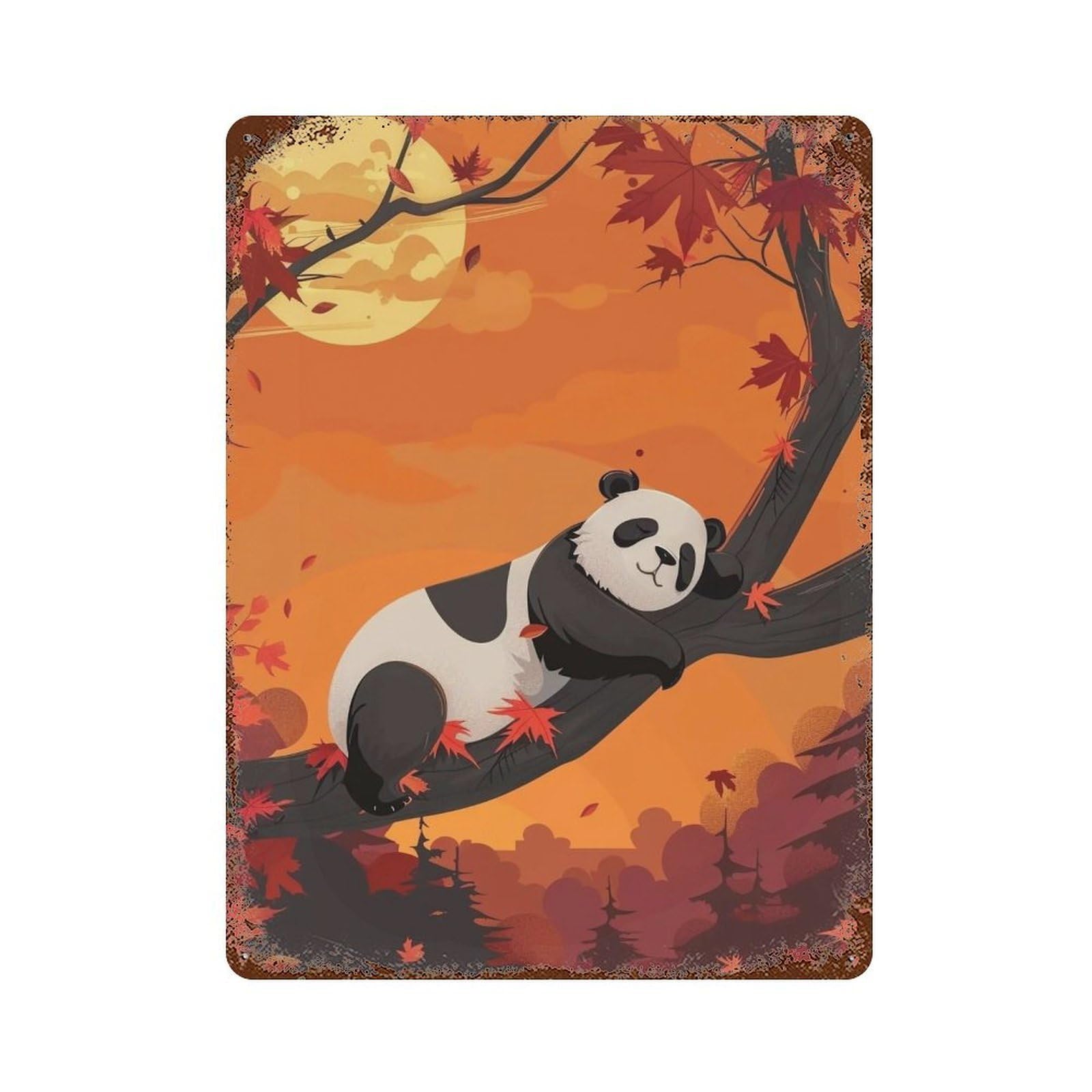 HDURYEYRYY Sunset Slumber Giant Panda 01 Wall Retro Iron Vintage Art Metal Tin Sign Poster Modern Home Cofffee Club Art Bar Shop Decor Style 40x30cm