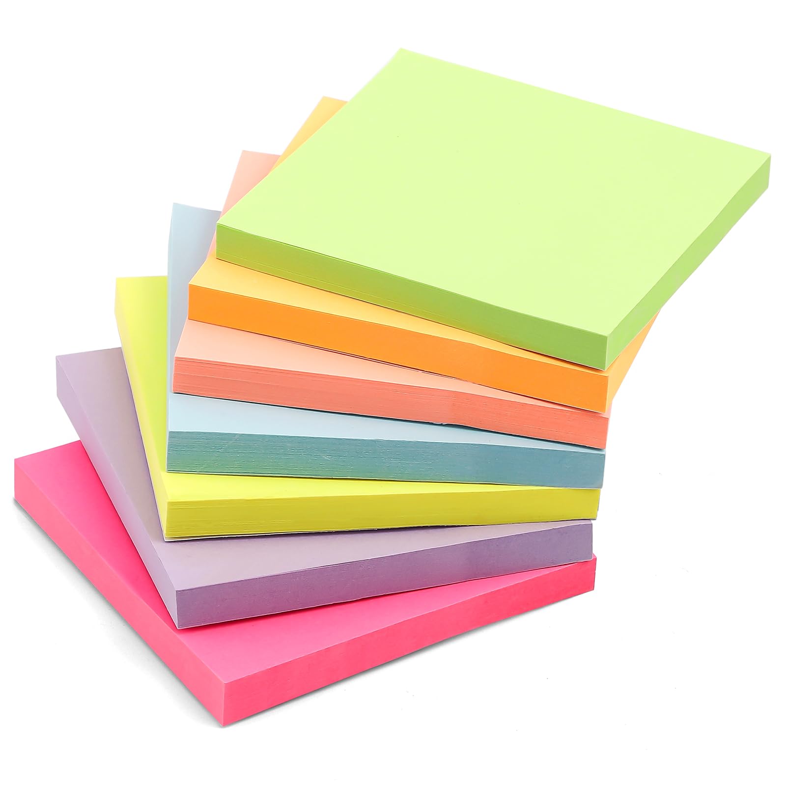 560 Sheets Stick Notes, 3x3 in Self-Stick Note Pads Super Sticking Power 7 Brilliant Colors Memo Pads for Notebook Office School & Home，80 Sheets/Pad