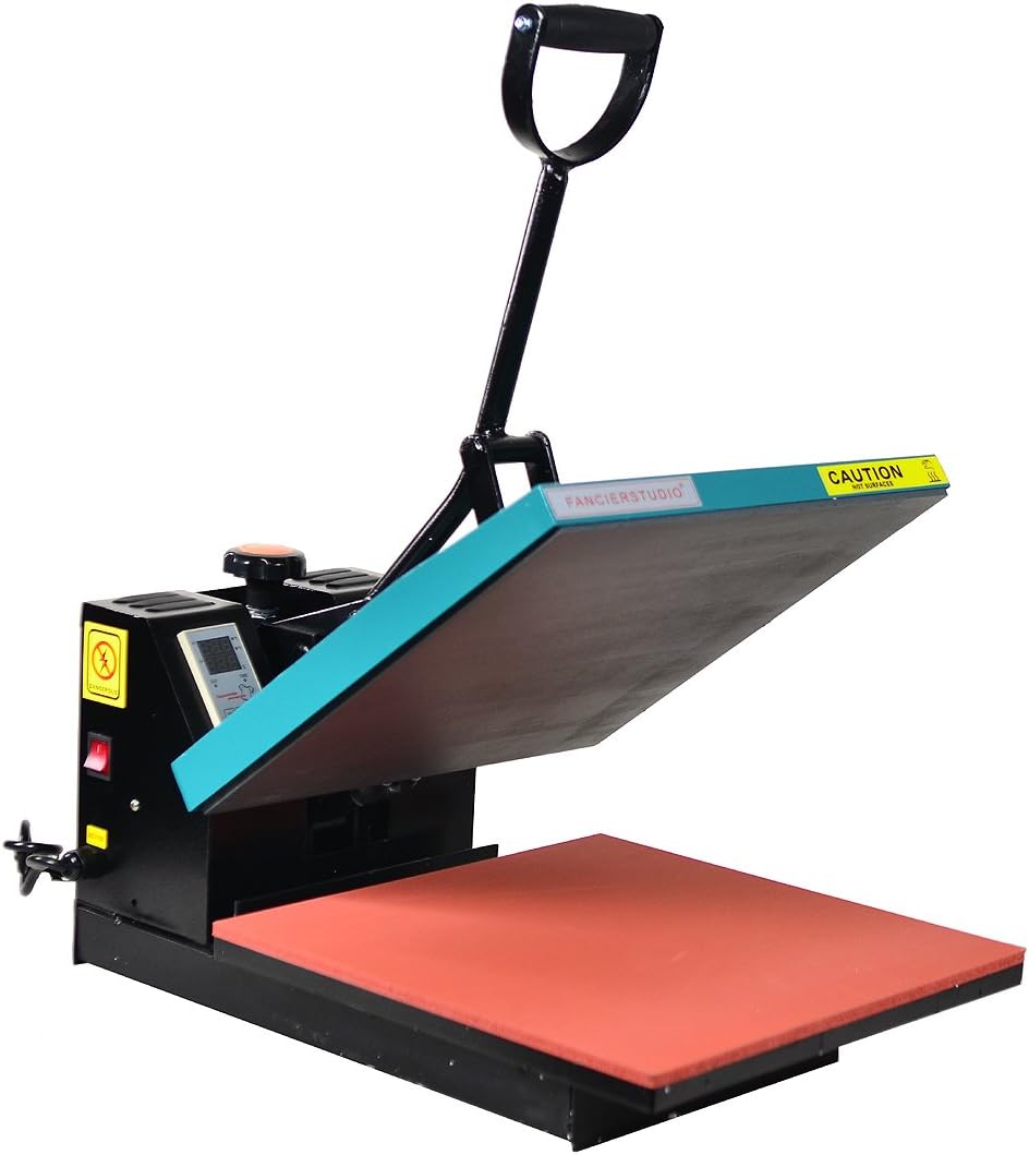 Fancierstudio Industrial-Quality Digital 15-by-15-Inch Sublimation T-Shirt Heat Press, Green Black