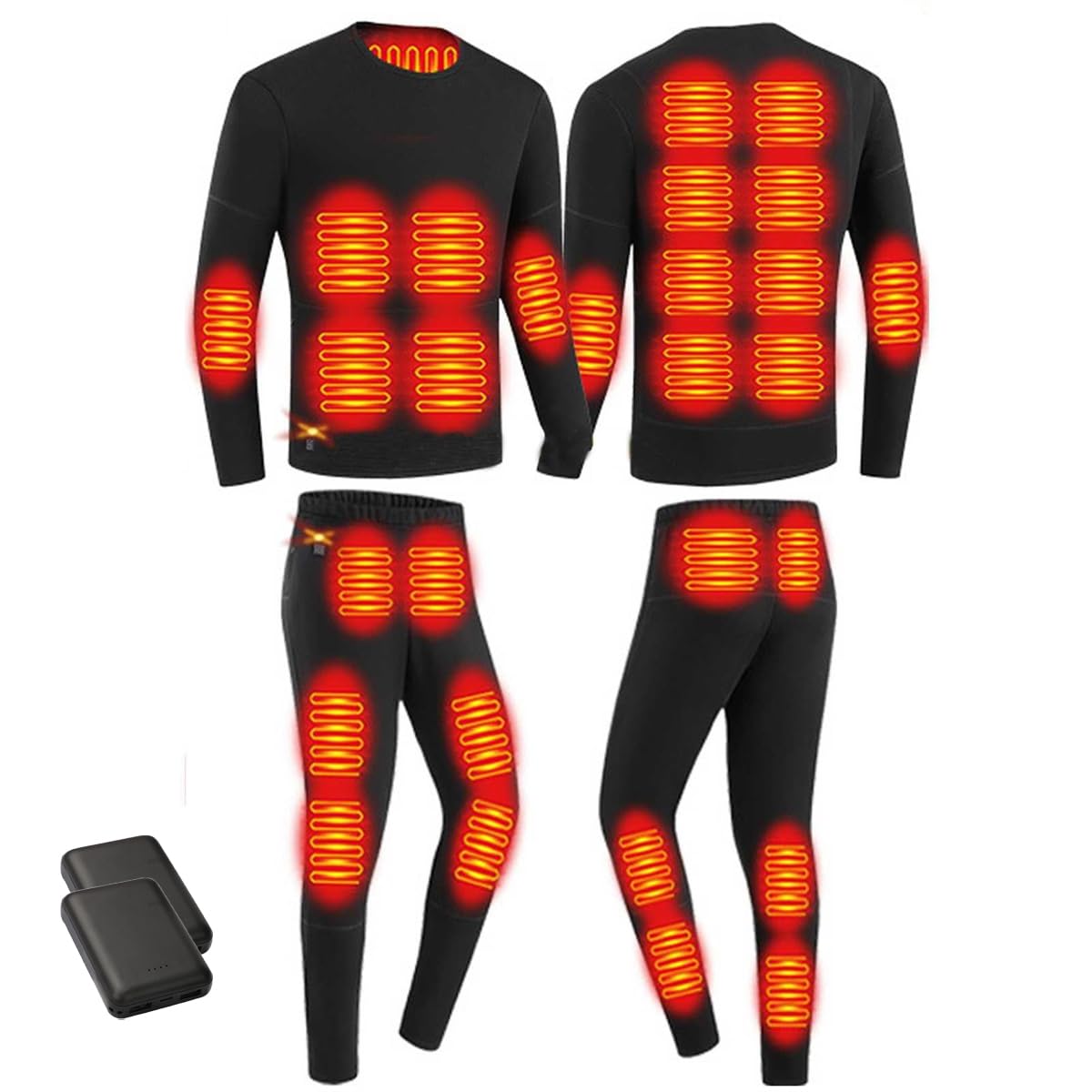 Ropa Interior térmica de 28 Zonas con Fuente de alimentación de 10.000 mAh, Parte Superior y Pantalones con calefacción eléctrica a través de USB para climas fríos.