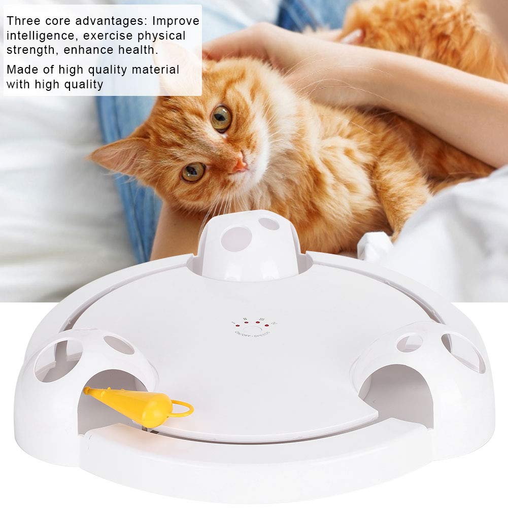 HEEPDD Turntable Electric Cat Toy, Automatisches Smart Teasing Cat Game Turntable Chasing Mouse Toy (Keine Batterie)(Weiß)