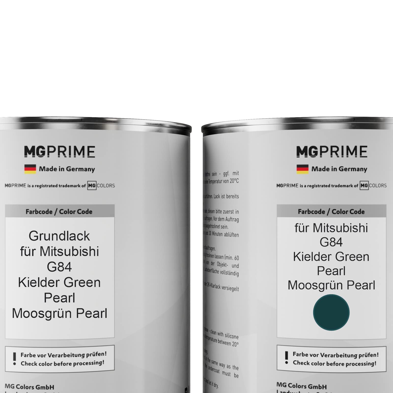 MG PRIME Vernice per auto Barattoli per Mitsubishi G84 Kielder Green. 3,5L | Panama Green Pearl / Kielder Green Pearl, Kit vernice di fondo + base + trasparente 2K + indurente, pronto all'uso