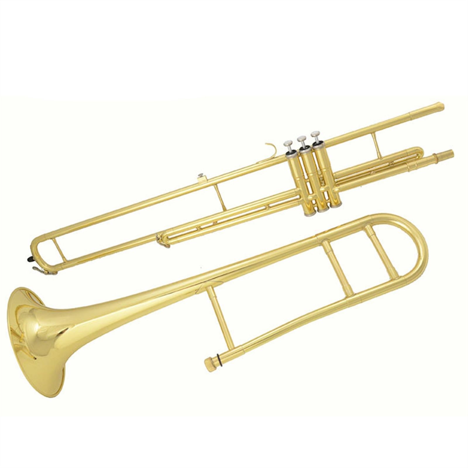 Trombone Ténor Si Bémol En Laiton Laqué Or Trombone À Piston À Trois Touches Avec Boîte De Rangement Et Accessoires Kit de Trombone