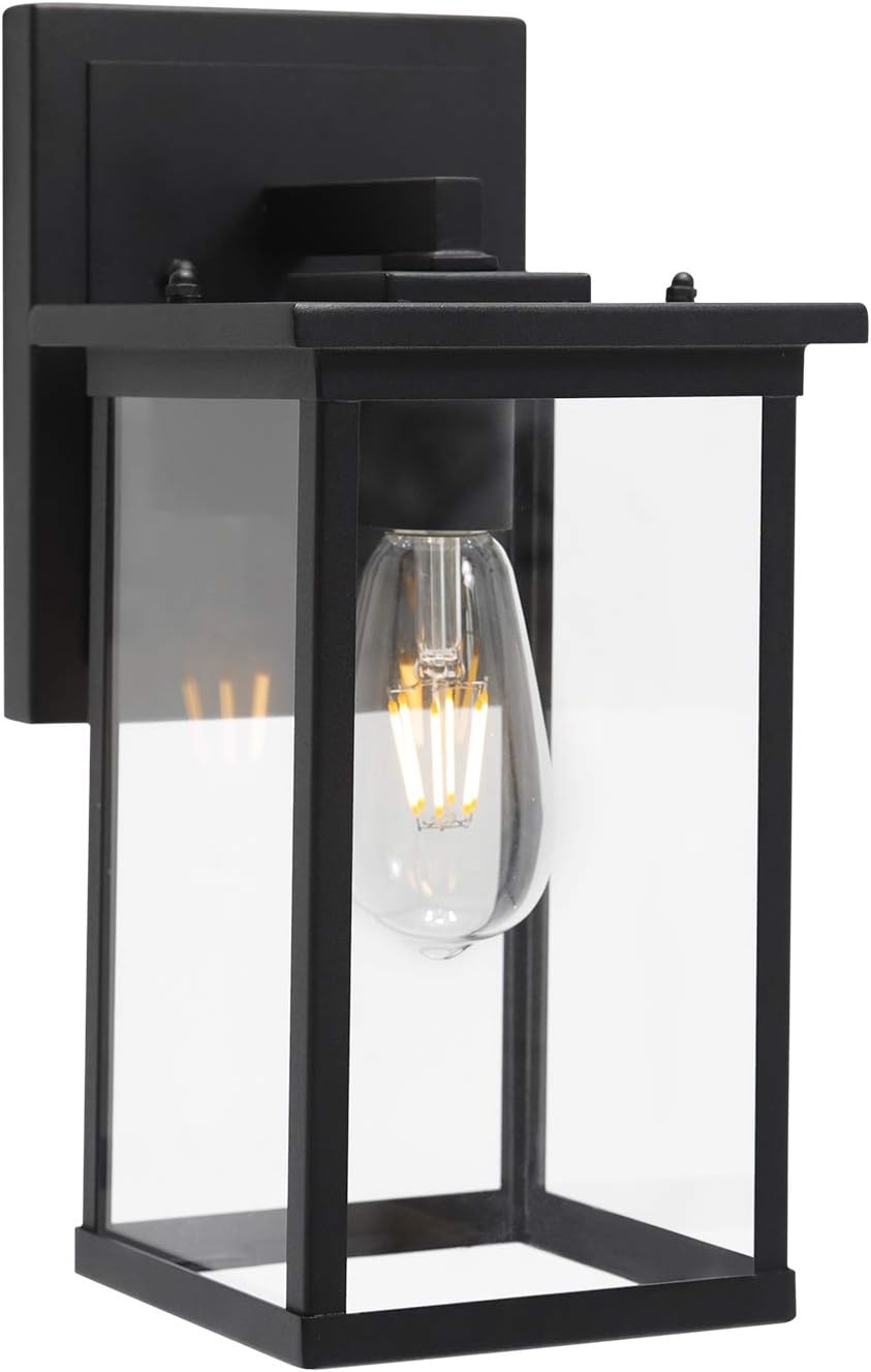 Get Cheap Price TODOLUZ Outdoor Light Fixtures Wall Mount with Clear Glass, Indoor Matte Black Sconces Wall Lighting for Porch Garage Patio