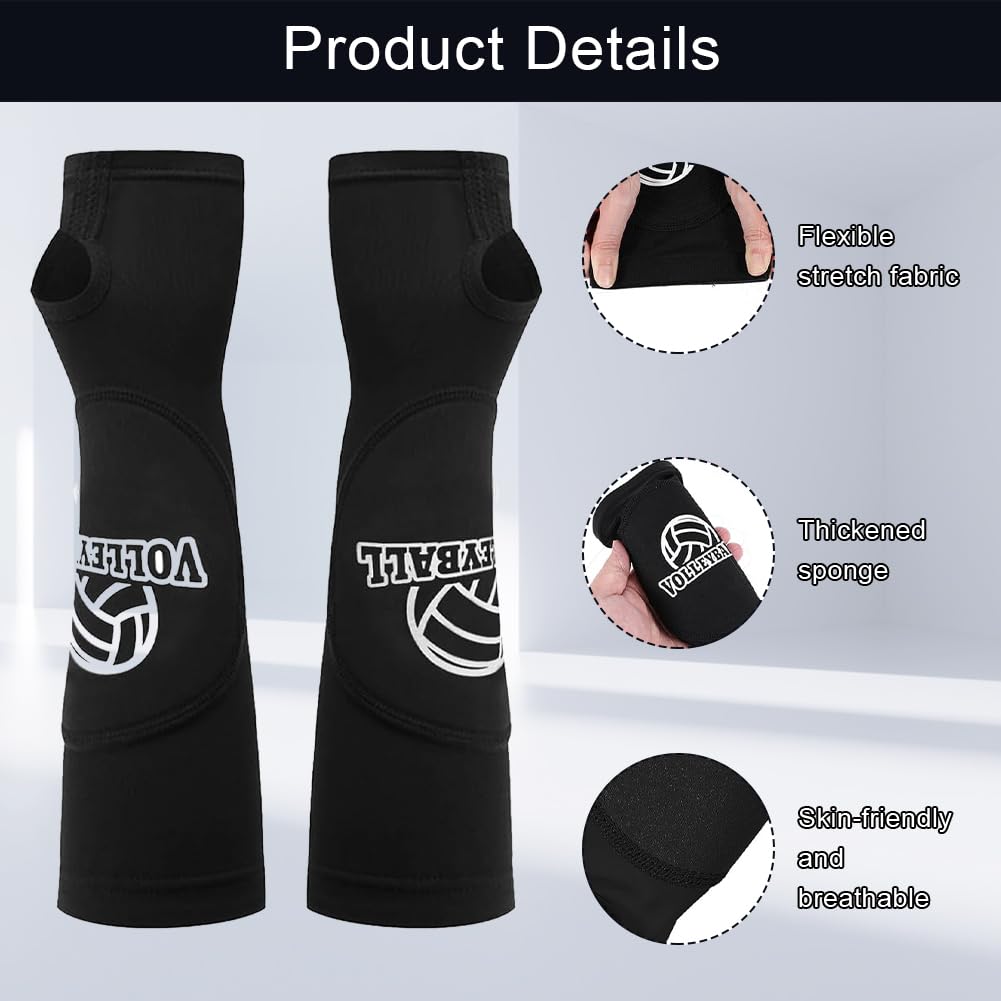 Manguitos Voleibol,Protector Antebrazo Voleibol Mujer,Mangas Volleyball,Manguitos Voleibol Niña,con Almohadillas Protectoras y Orificios para Pulgares para Golf Ciclismo y Baloncesto