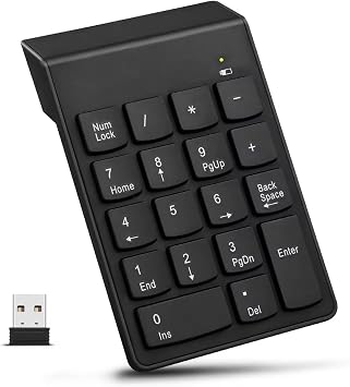 Garsent Numeric Keypad, 2.4G Wireless Ultra Slim Numeric Keypad 18 Keys With Mini USB Receiver with Auto Sleep Mode for Android, IOS, windowns98/95/NT/ME/2000/XP/Vista/7/8.