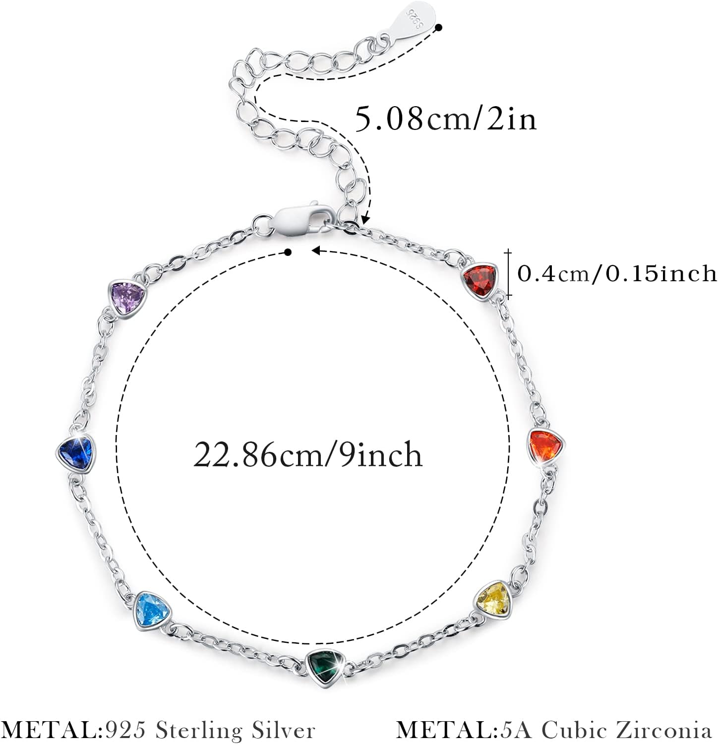 MEDWISE Chakra Bracelet Sterling Silver 7 Chakra Yoga Bracelet Wrist Link Bracelet Birthday Christmas Gifts for Women Wife Girlfriend