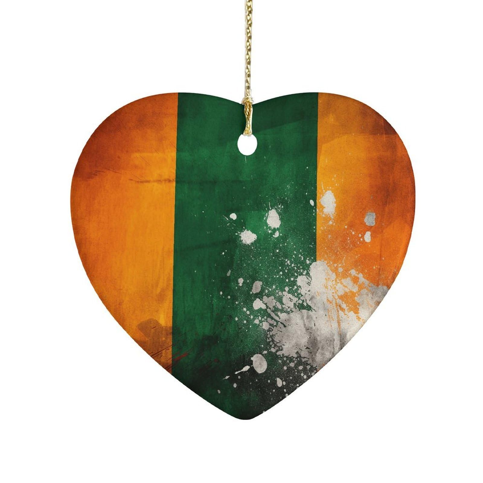 Fekiloot Style Orange And Green Pattern Ceramic Ornament Home Decor Keepsake