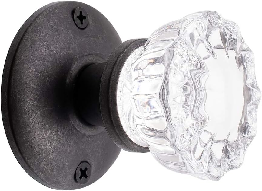 Rousso's Reproductions Affordable Fluted Glass Door Knob Set with all Hardware Needed to Install in Modern Pre-drilled Door or as Replacement Set for Older Door (Oil Rubbed Bronze) (Passage 2-3/8") V1