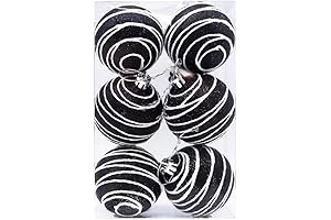 Assortment of Black and White Ball Ornaments for Halloween and Christmas