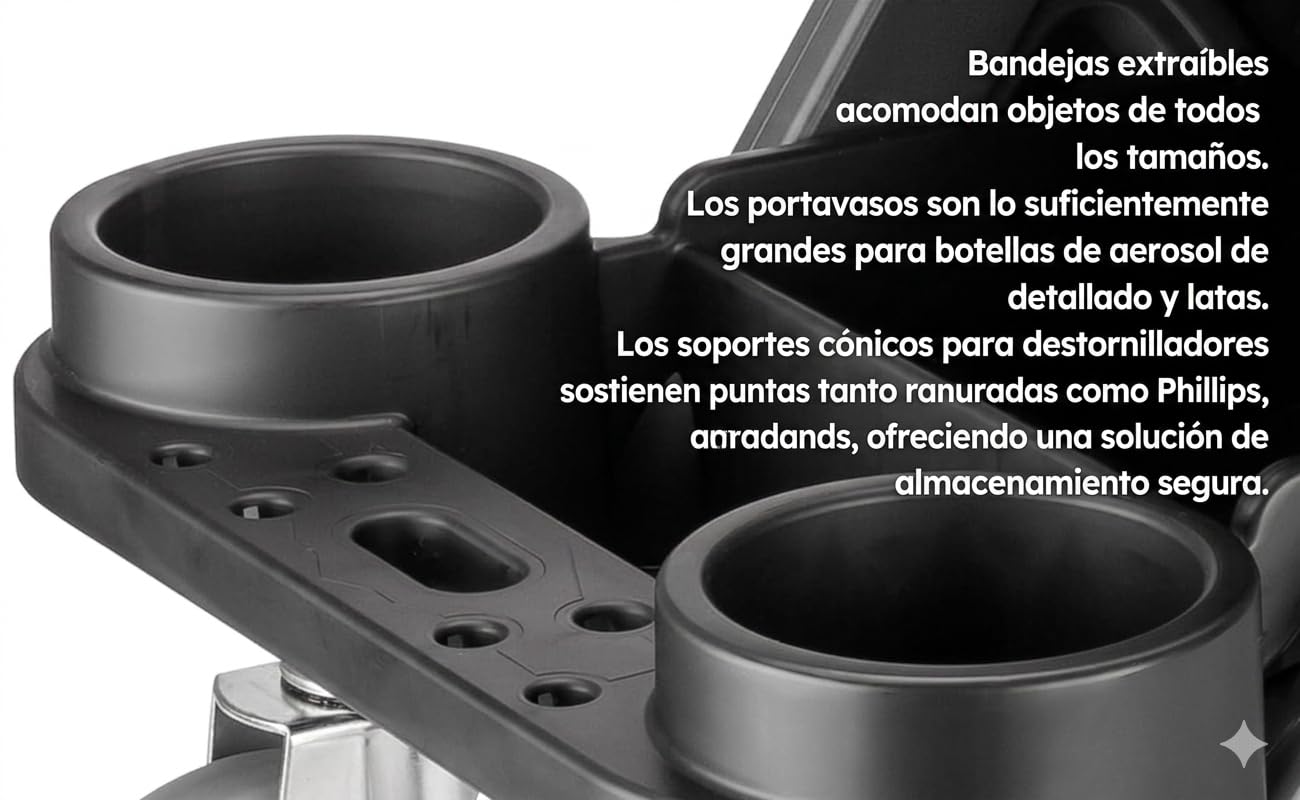 JOMAFA Asiento Taburete de Taller con Bandeja extraibles y Ruedas, Carga hasta 125 kg