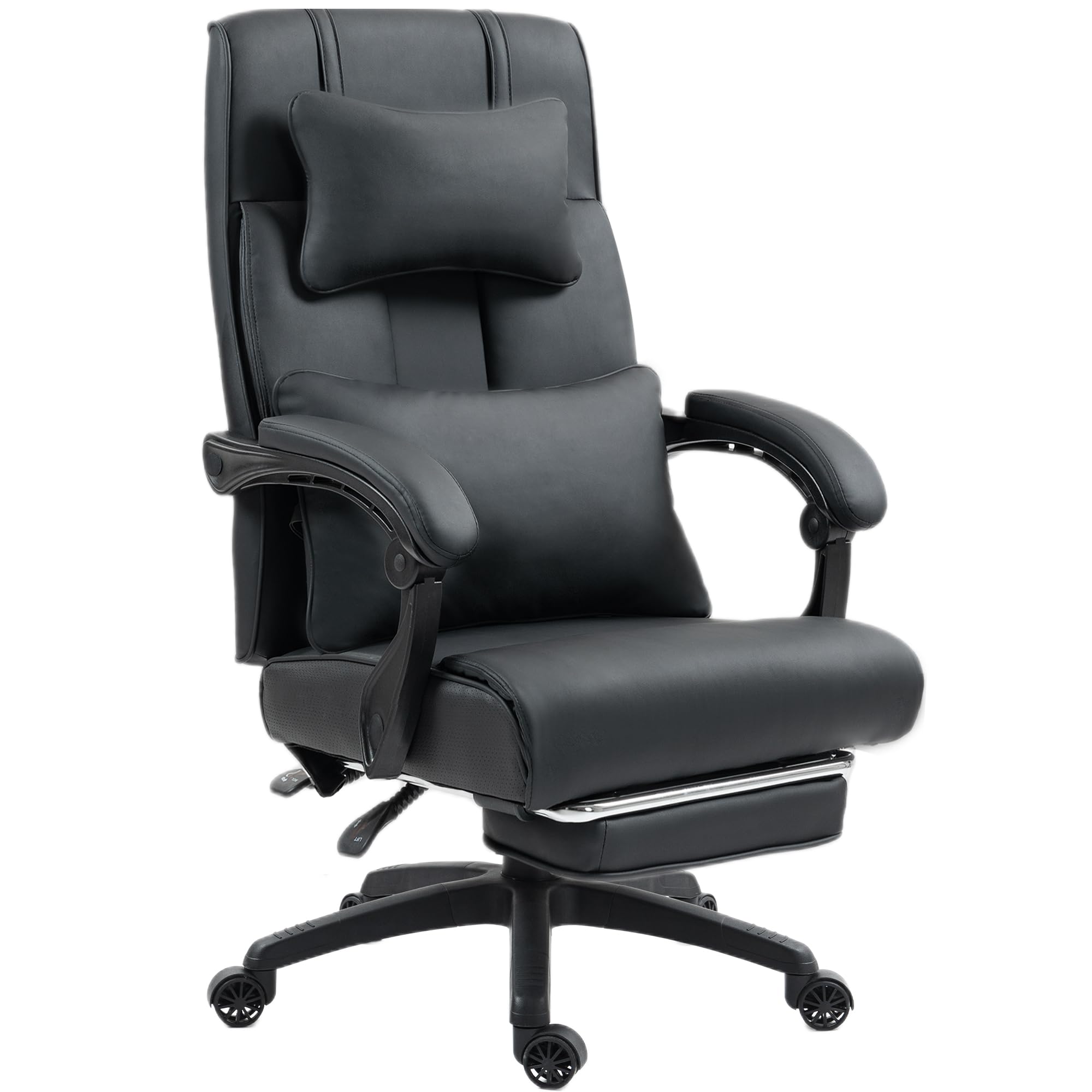 Dowinx Sedia direzionale ergonomica con poggiapiedi, vertebre lombare e poggiatesta regolabili, sedia da ufficio, sedia girevole per computer con schienale alto, 150 kg (nero)