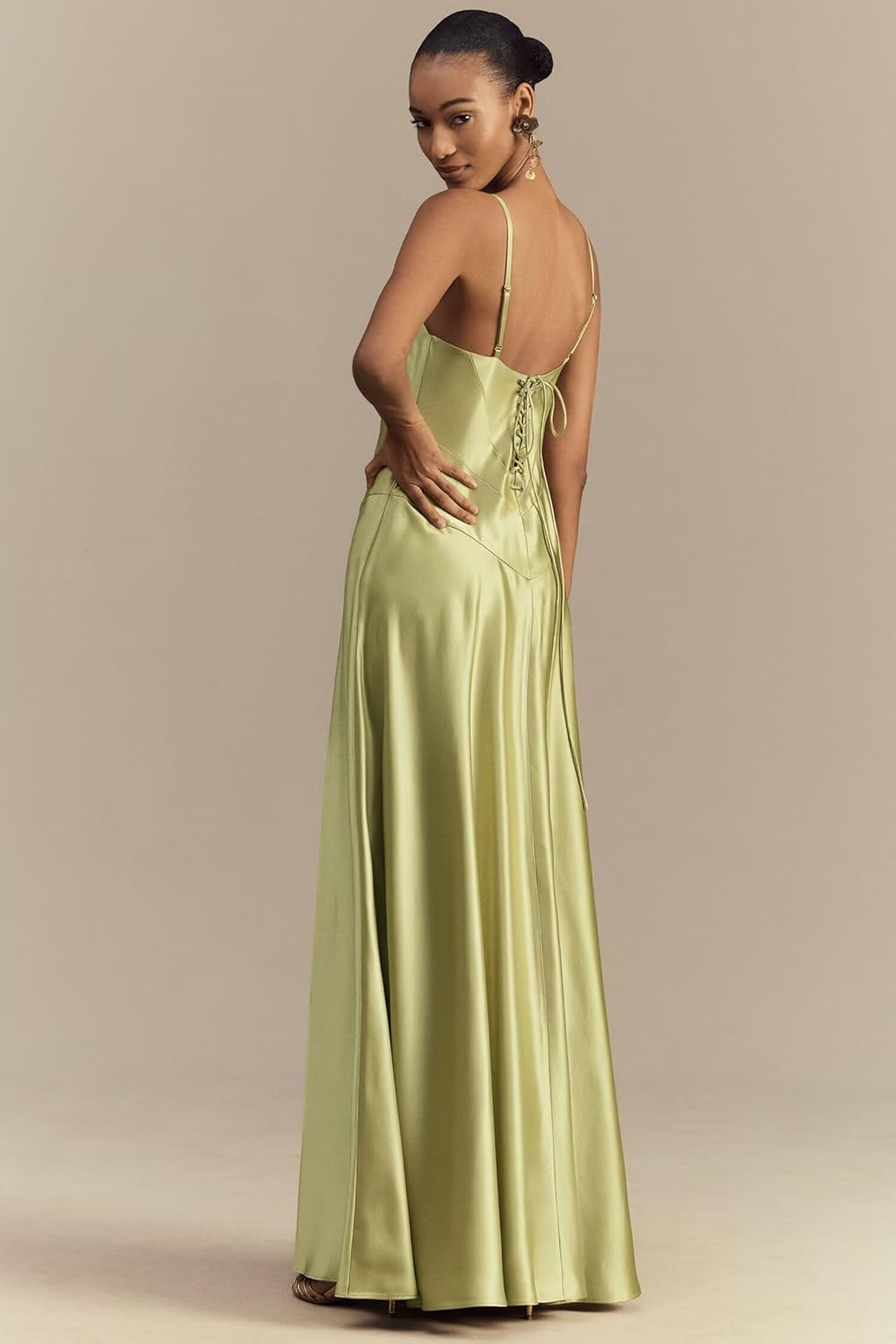 Satin Bridesmaid Dresses Spaghetti Straps Wedding Guest Dress Maxi Formal Gowns - Image 2