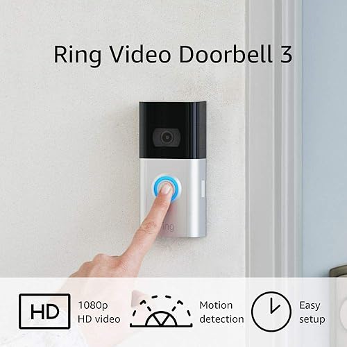 Ring Video Doorbell 3  con video 1080p HD detección de movimiento mejorada y fácil instalación