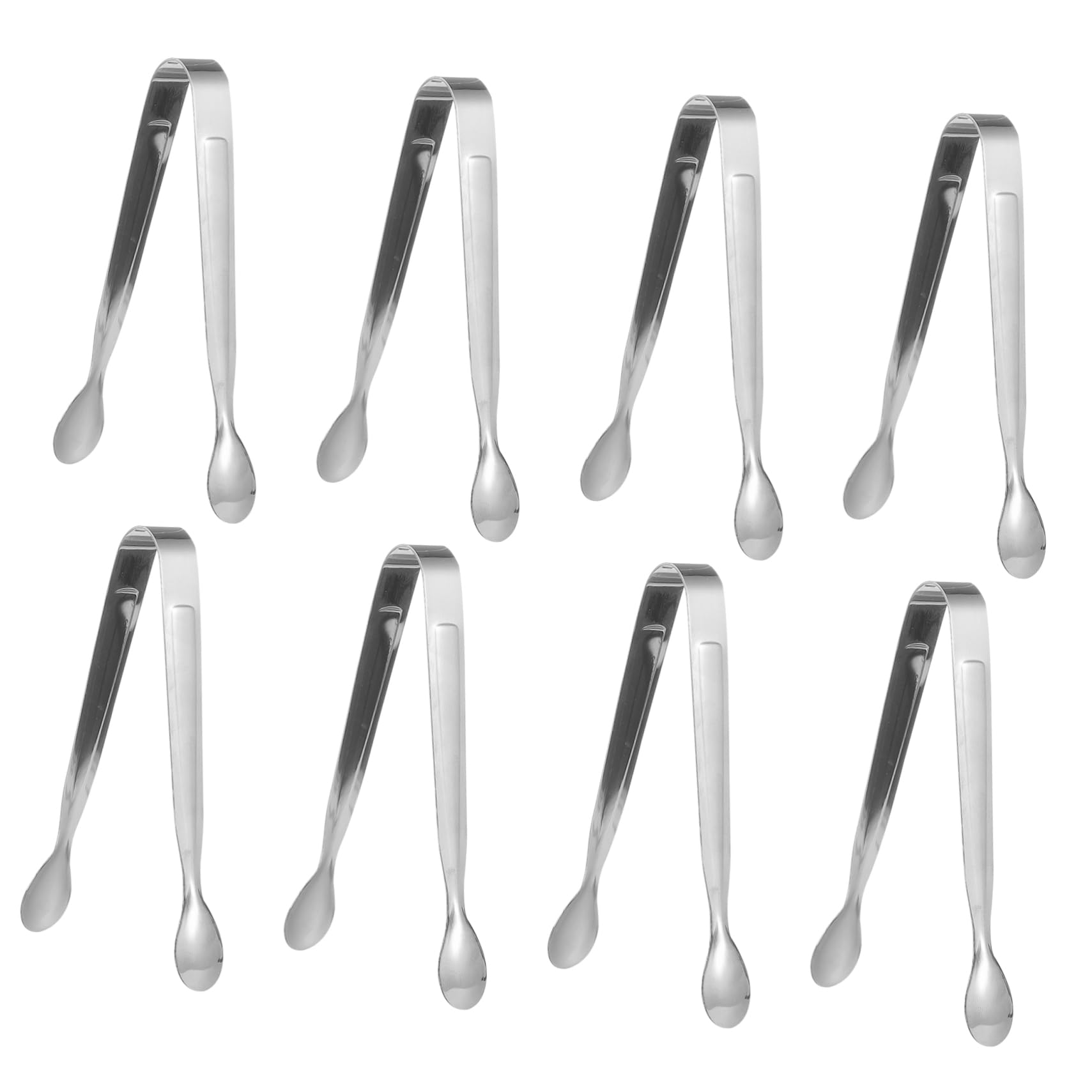 CONGARTENO 8Pcs Stainless Steel Ice Tongs Versatile Food Tongs for Sugar Cubes Appetizers and Snacks Heat Resistant for Buffets and Bbqs