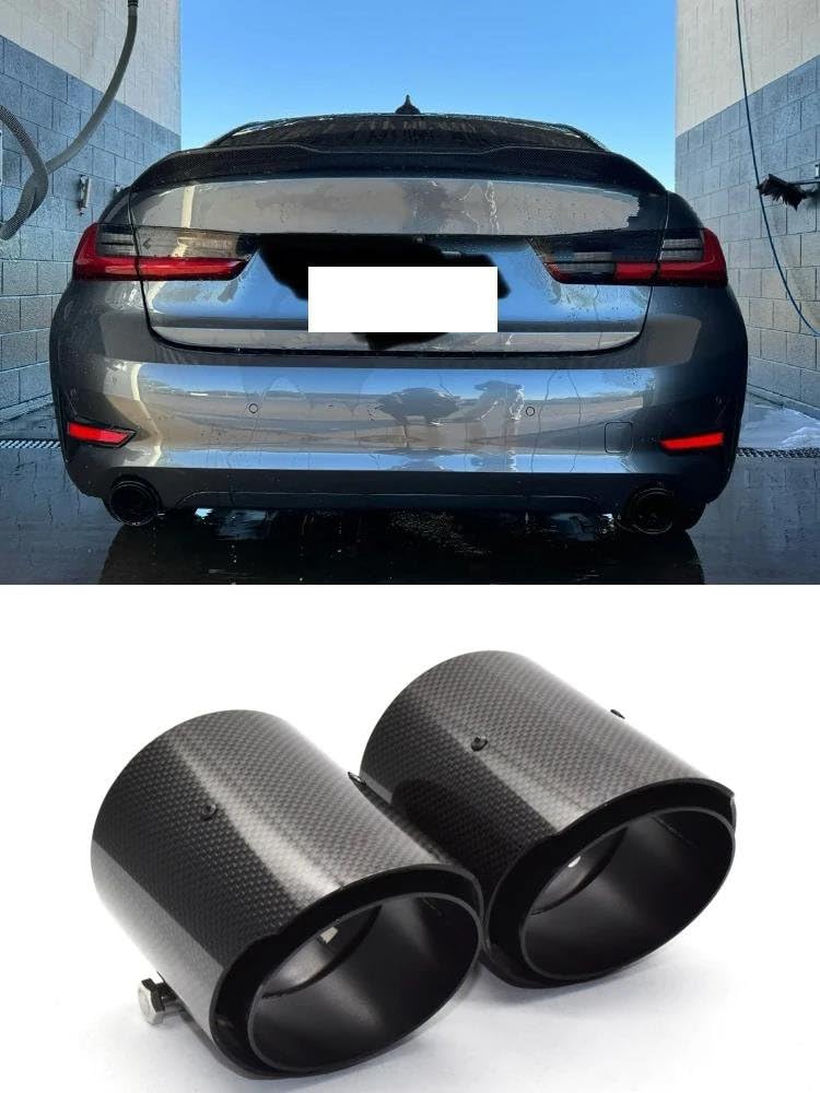 Dla BMW G20 G21 320i 330i 2 Szt/partia Końcówka Tłumika Z Włókna Węglowego Bezpośrednio Podłączana Do Wydechowej Dysza Układu Wydechowego ID 65MM(B ID65MM OD89MM)