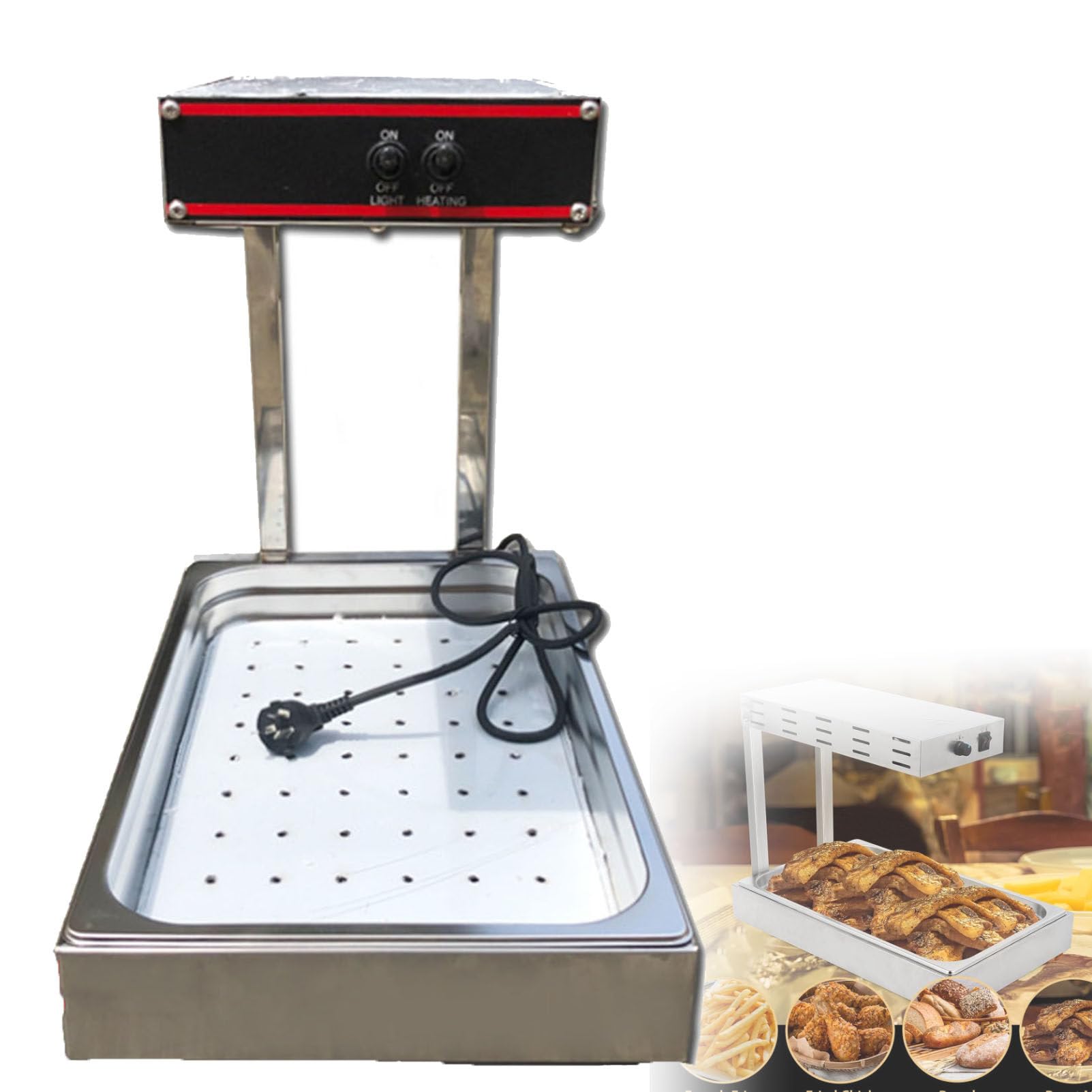 Chauffe-aliments en acier inoxydable anti-goutte pour frites et poulet croustillant