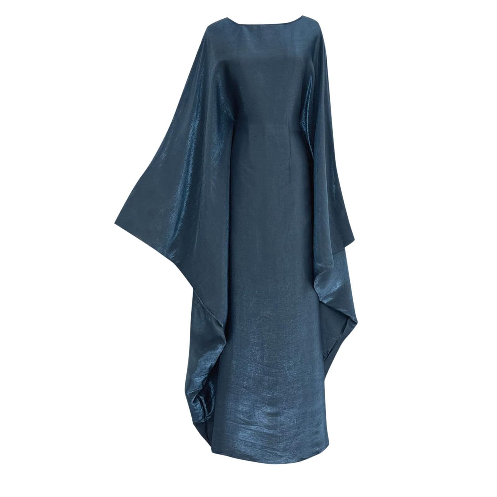 Muslim Dresses for Women Glitter Round Neck Belt Bat Sleeve Maxi Dresses Draped Loose Fashion Casual Comfortable Breathable Party Prayer Abaya