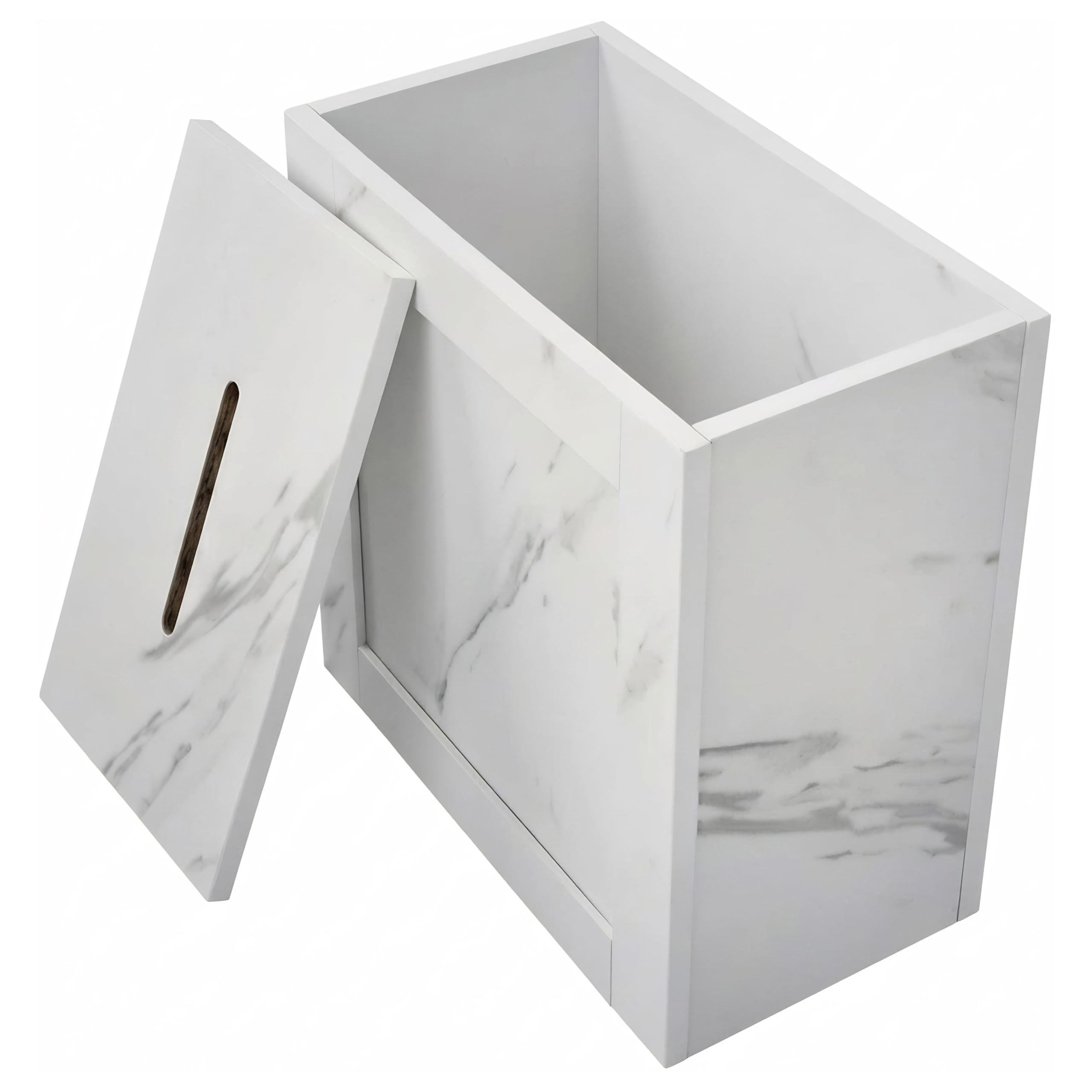 GBS Marble Effect Bathroom Storage Box with Lid - Durable Wooden Storage Organizer Box with Removable Lid, Indoor & Outdoor Storage Box - Space-Saving Solution for Bathroom, Bedroom, Home & Office