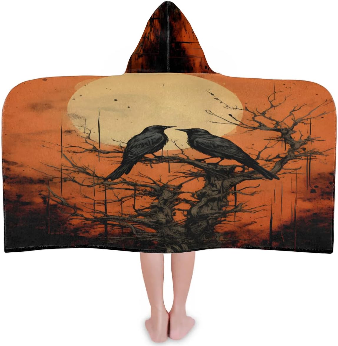 Pardick Crow Tree Kids Bath Towel Beach Towel with Hood Pool Cover Up for Girls Boys Soft Absorbent Hooded Bath Towel Toddler Towels for Beach, Pool