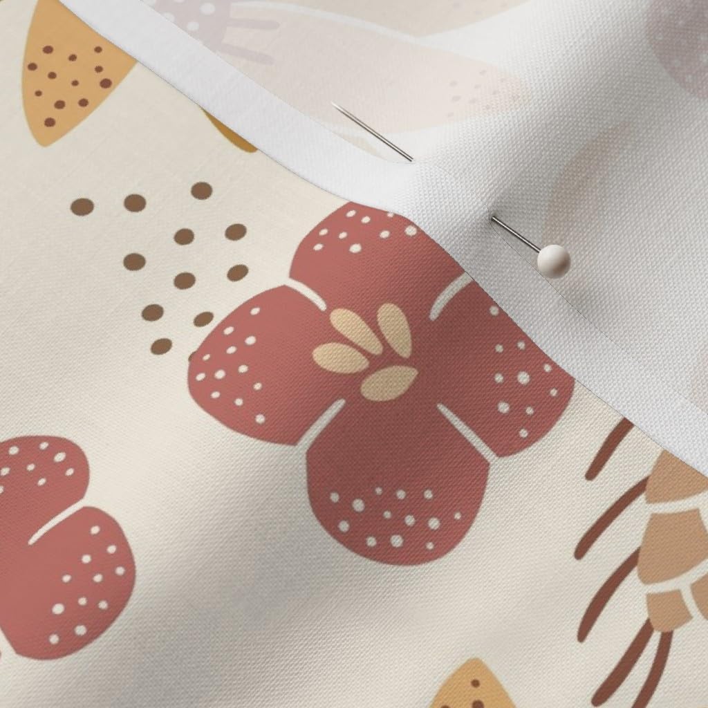 Spoonflower Fabric - Yellow Sunflowers Wheat Bohemian Botanical Rustic Farmhouse Spring Printed on Petal Cotton Fabric Fat Quarter - Sewing Quilting Apparel Crafts Decor