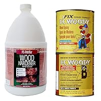 Vista 9 de PC Products PC-Woody 903339 - Pasta epoxi reparadora de madera de dos componentes, 10 galones en dos partes, color tostado