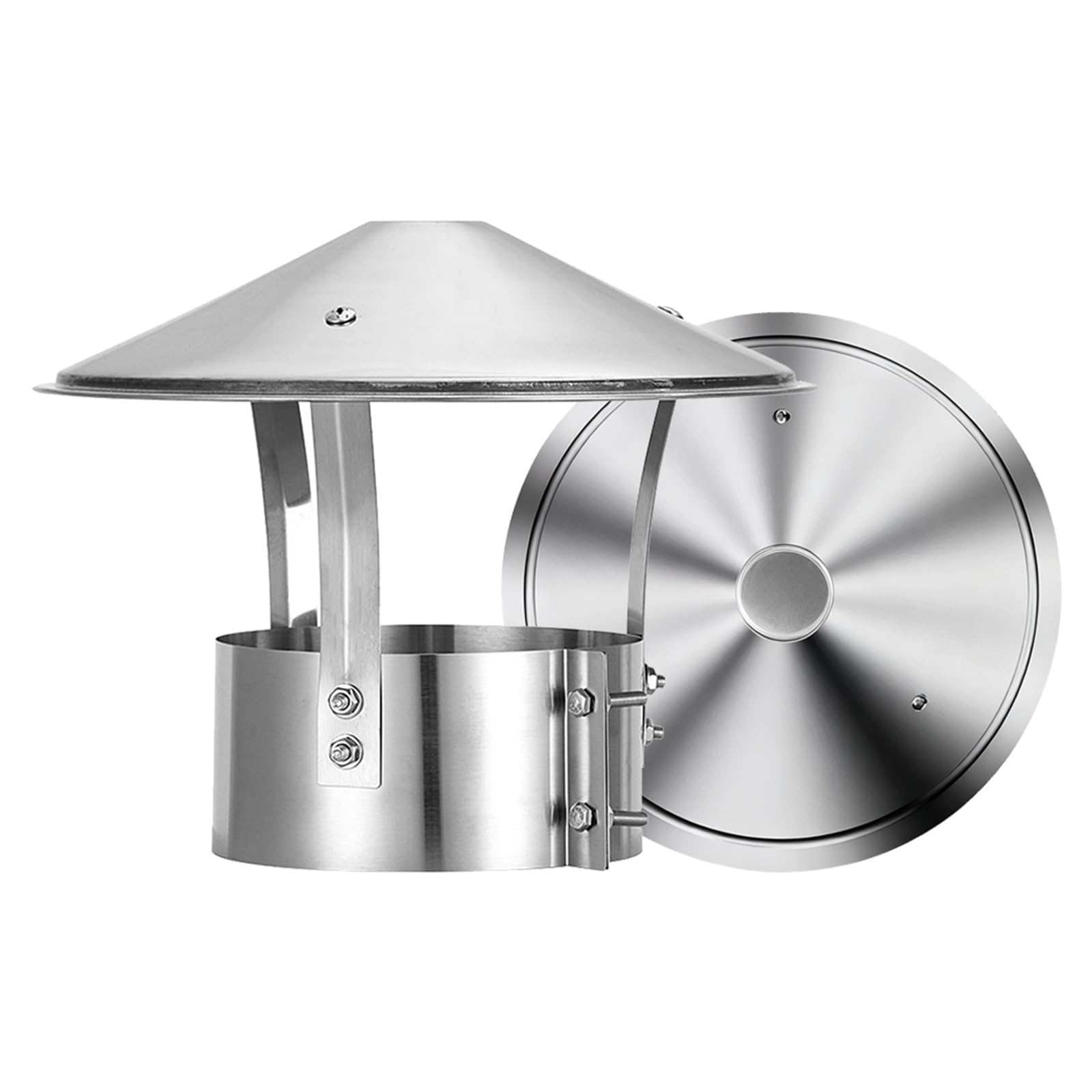 KGLHJDY Round Chimney Cowl Stainless Steel Chimney Cap with Screws Roof Rain Cover for All Types of Chimneys Exhaust Hoods 90-240mm(110mm/4.33in)