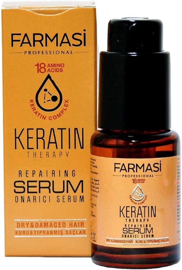 Keratin Therapy Repairing Hair Serum, Heat Protection & Shine Support for Dry Damaged Hair, Lightweight Smoothing Care, 1 fl oz