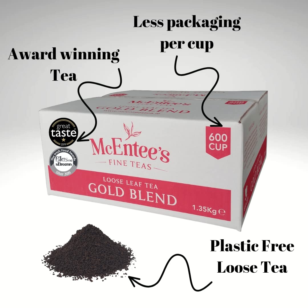 McEntee's Irish Loose Leaf Gold Blend Tea - Catering 1.35Kg - Blended in Ireland, Assam and Kenyan Tea. Strong and Malty